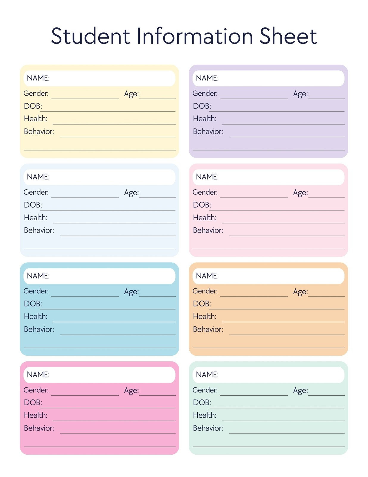 sample student planner template