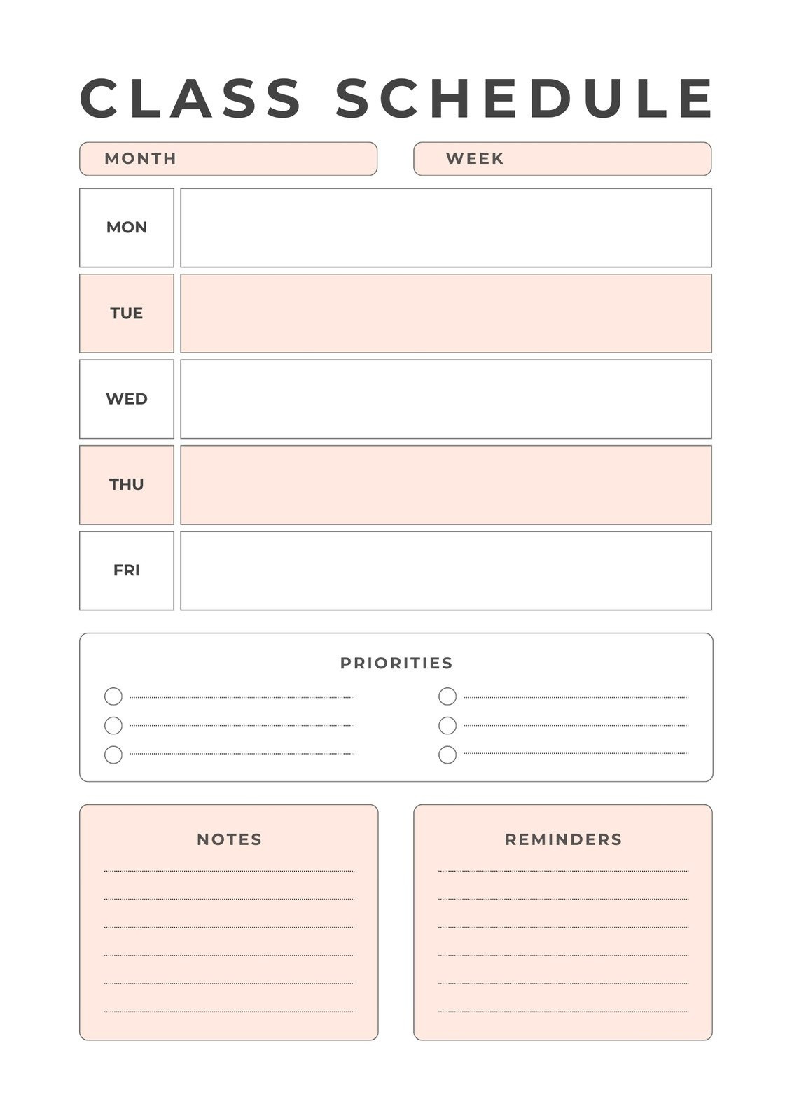 sample student planner template