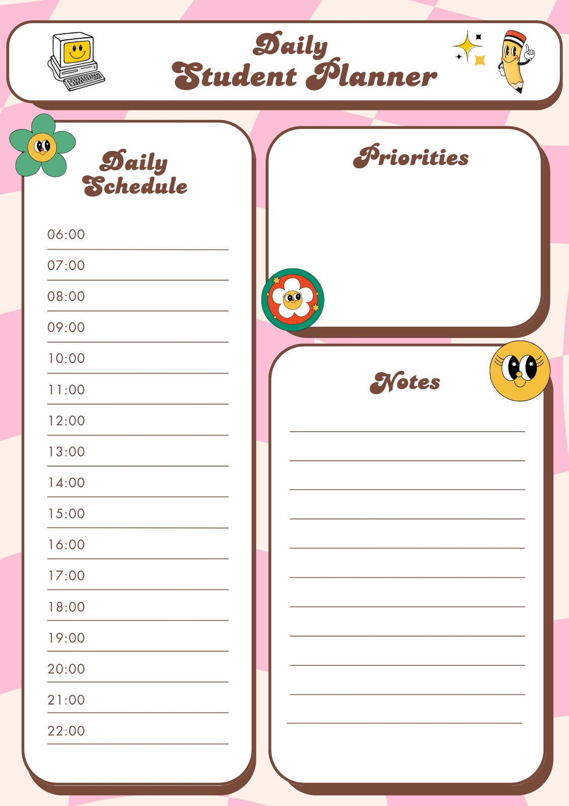 sample student planner template