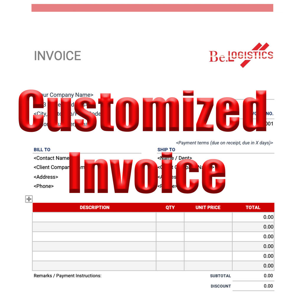 sample customized invoice template