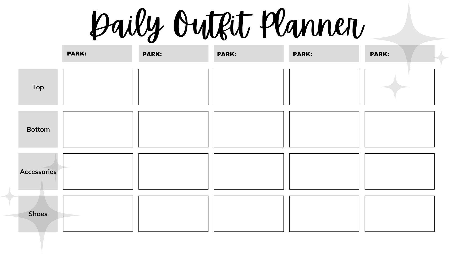 sample outfit planner template