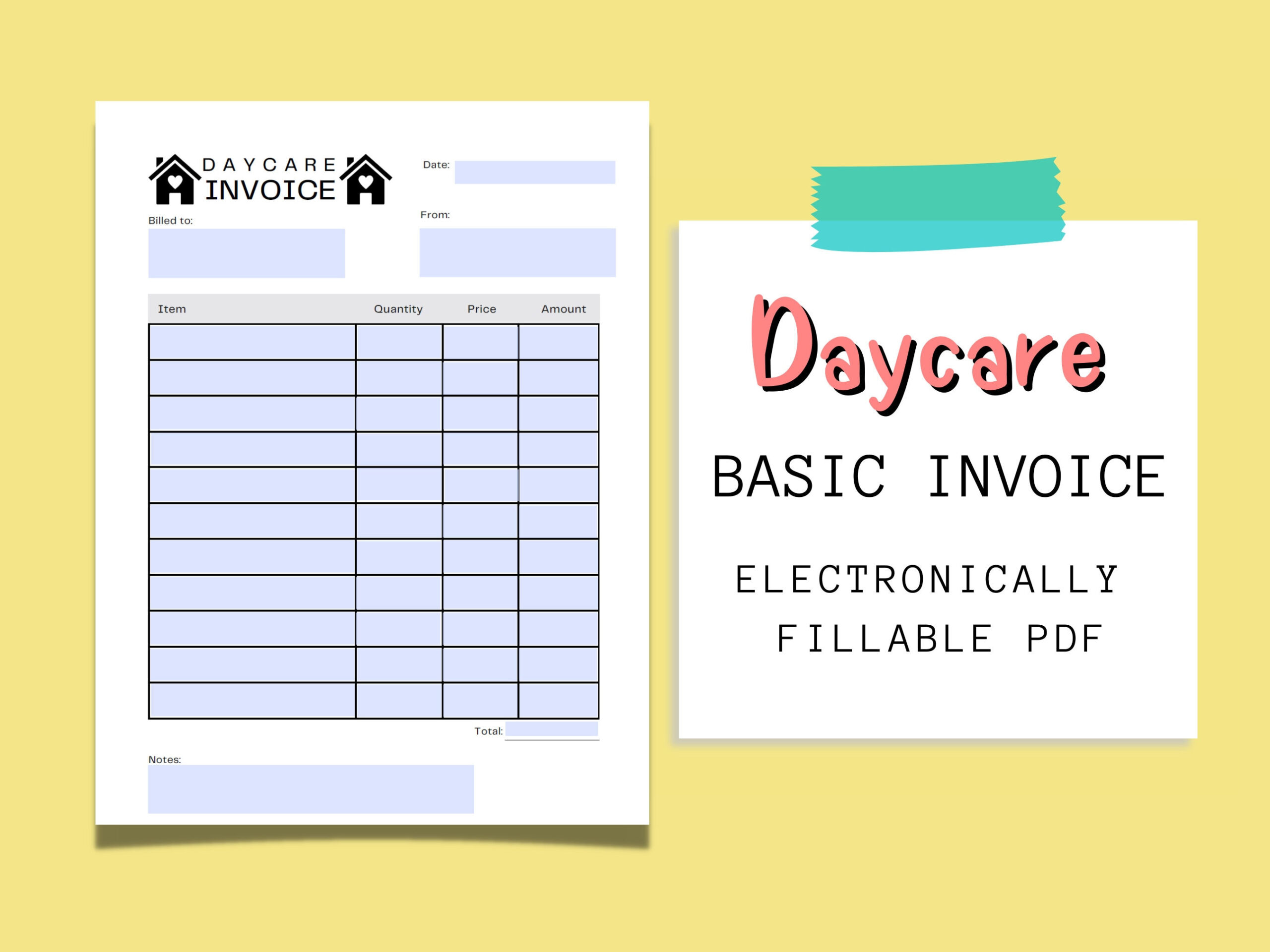 Printable Childcare Invoice Template