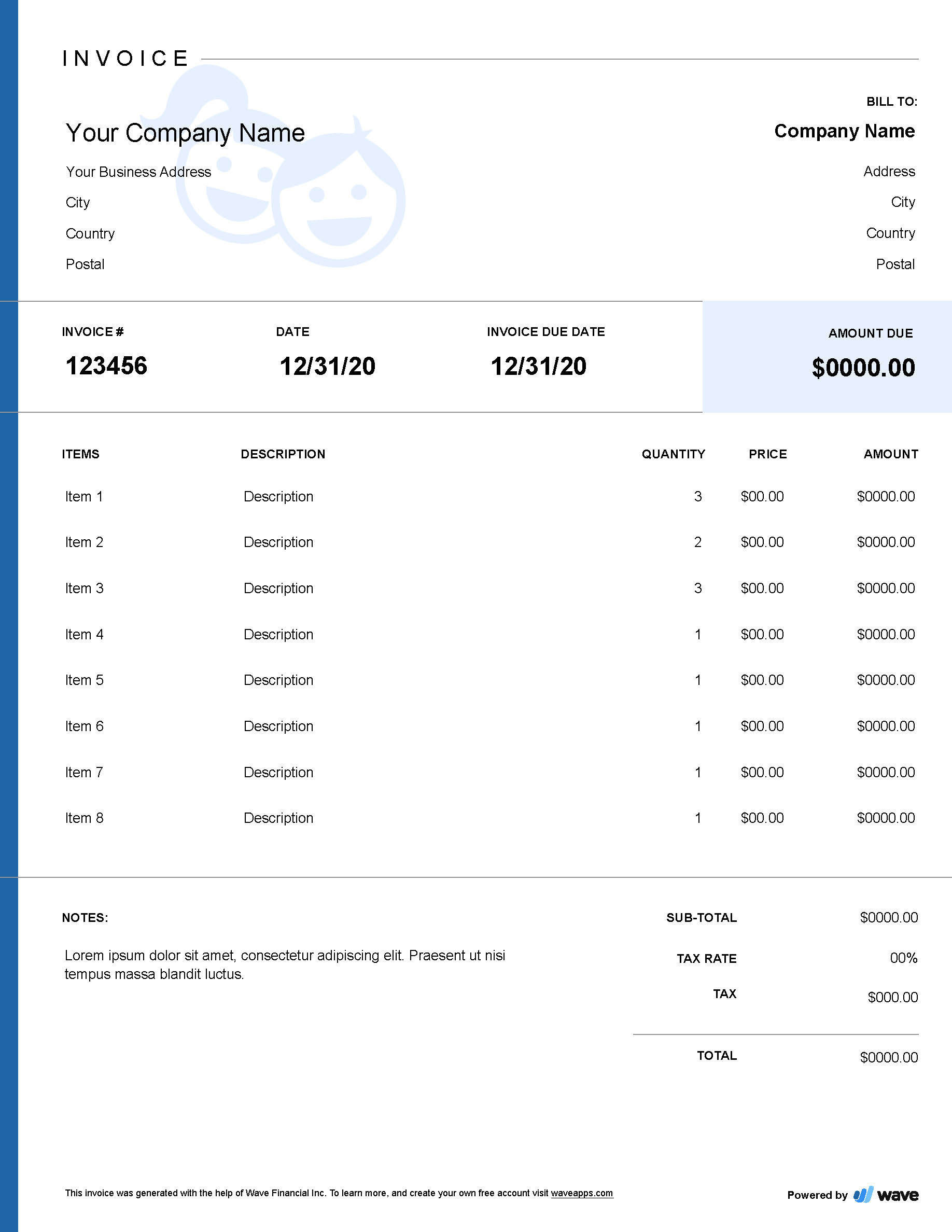 daycare invoice template