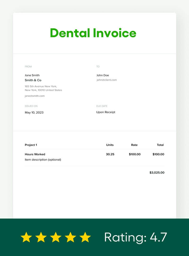 dental invoice template