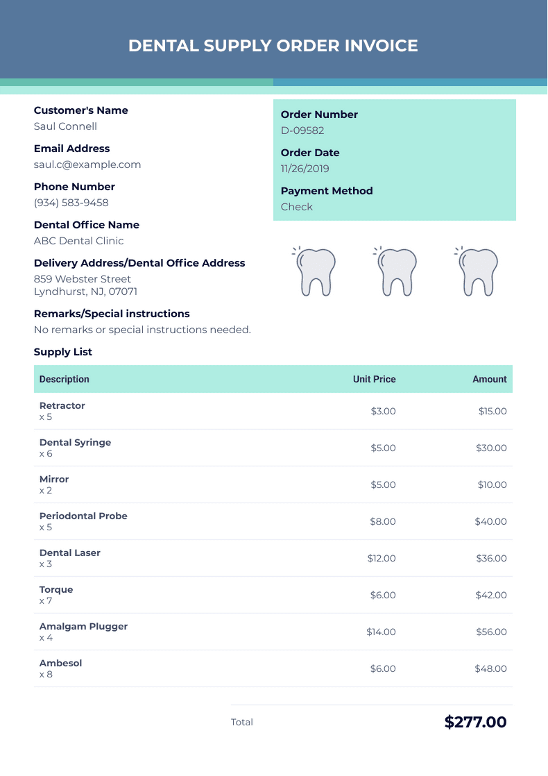 dental invoice template