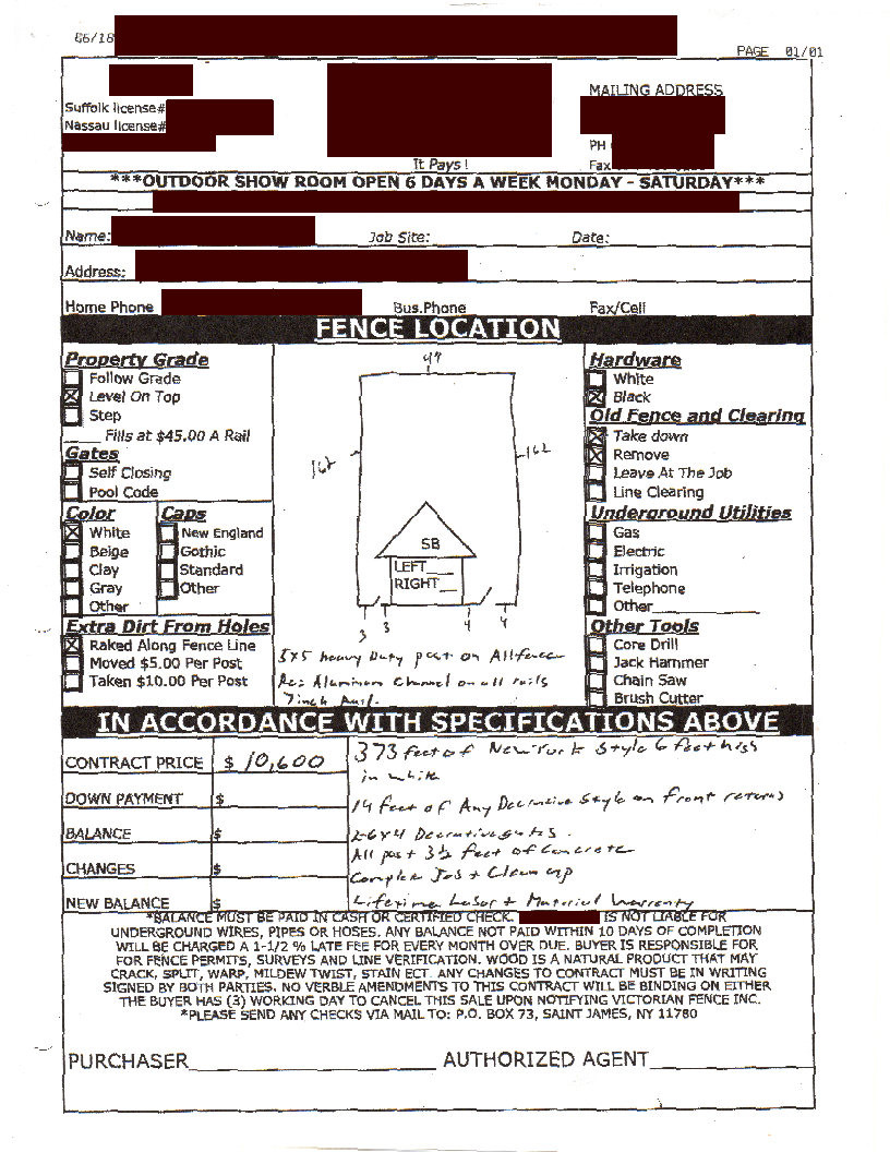 sample fence estimate template