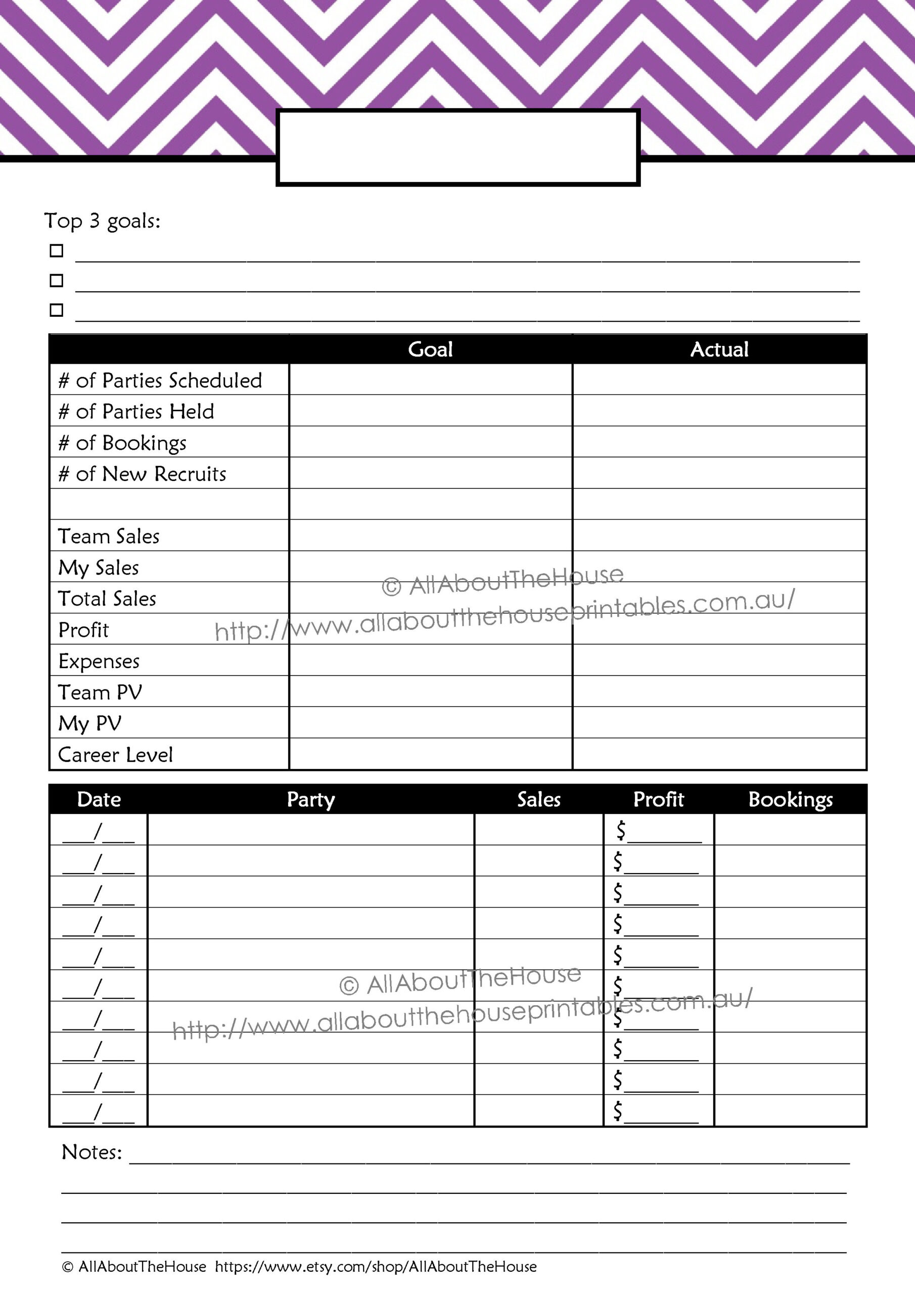 sample sales planner template