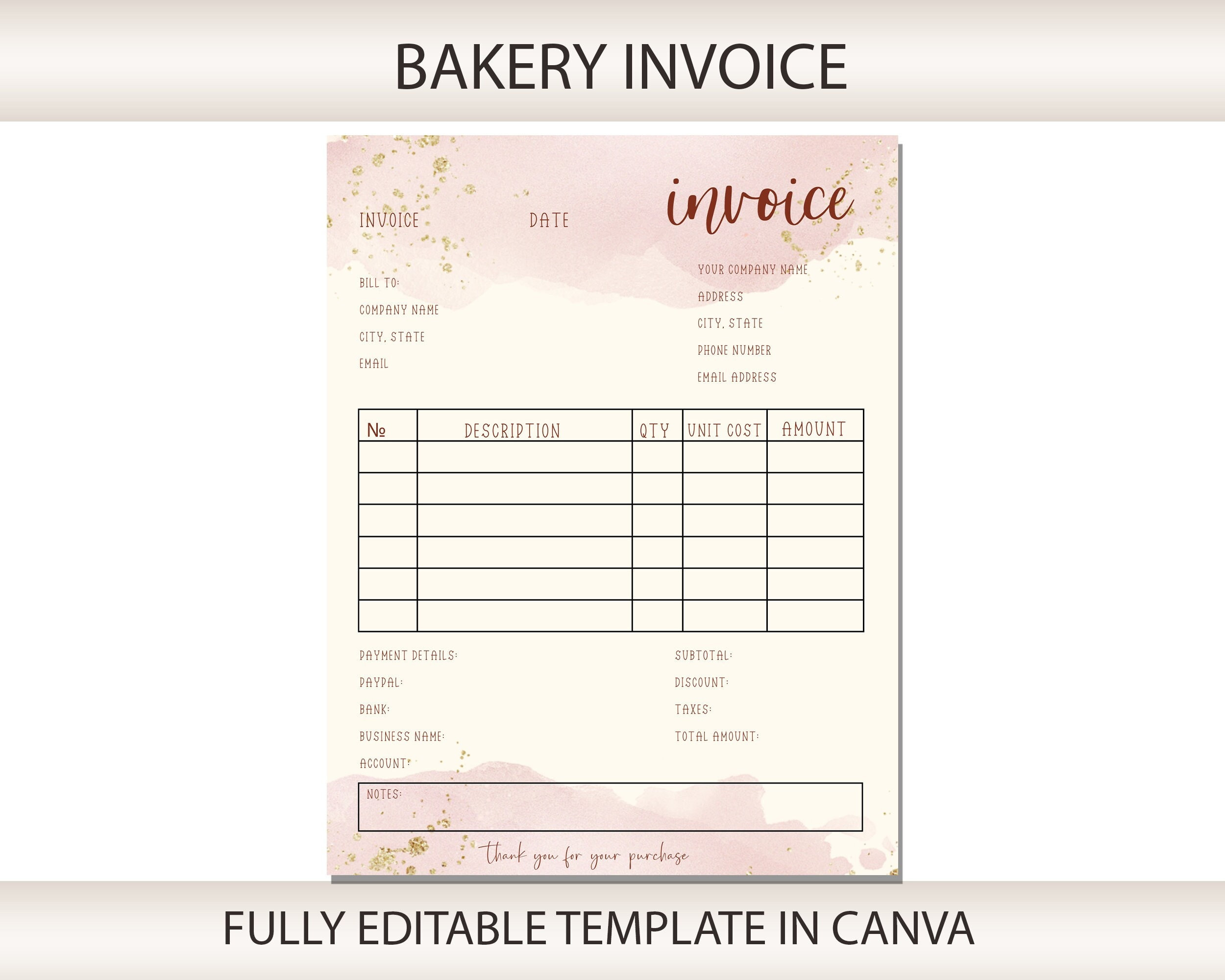 sample invoice for bakery template