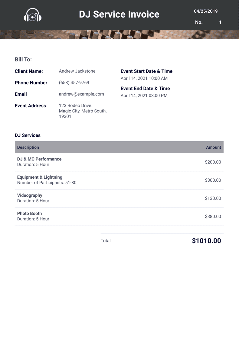 Dj Invoice Template