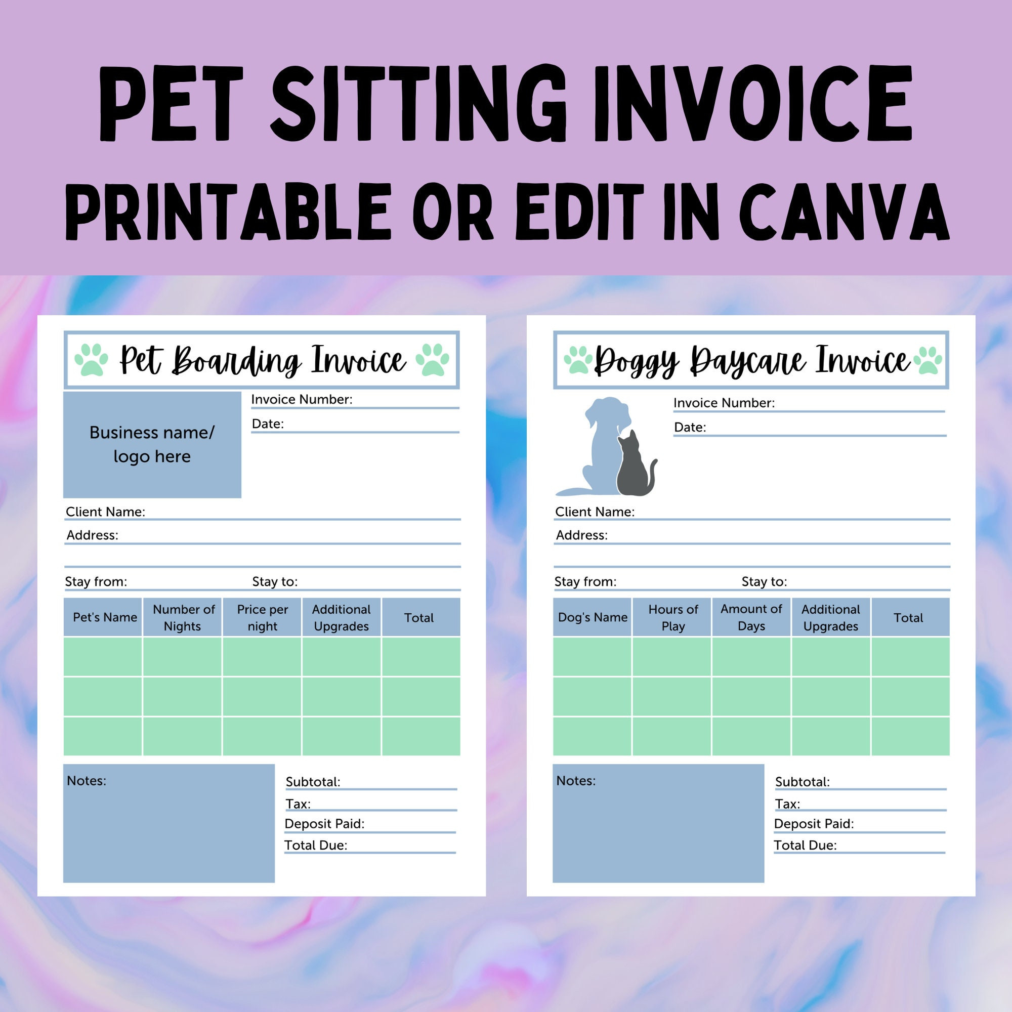 sample pet sitting invoice template