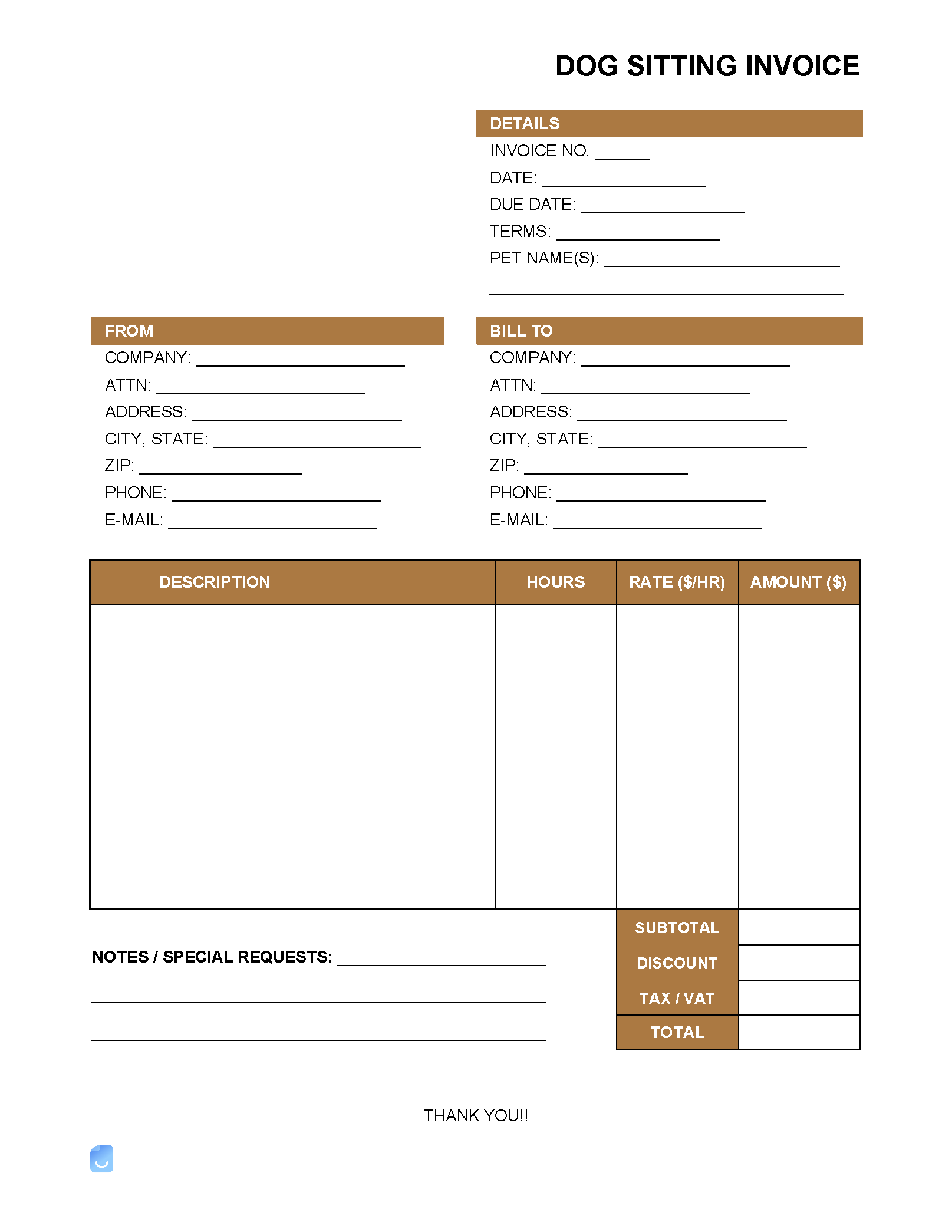 sample pet sitting invoice template