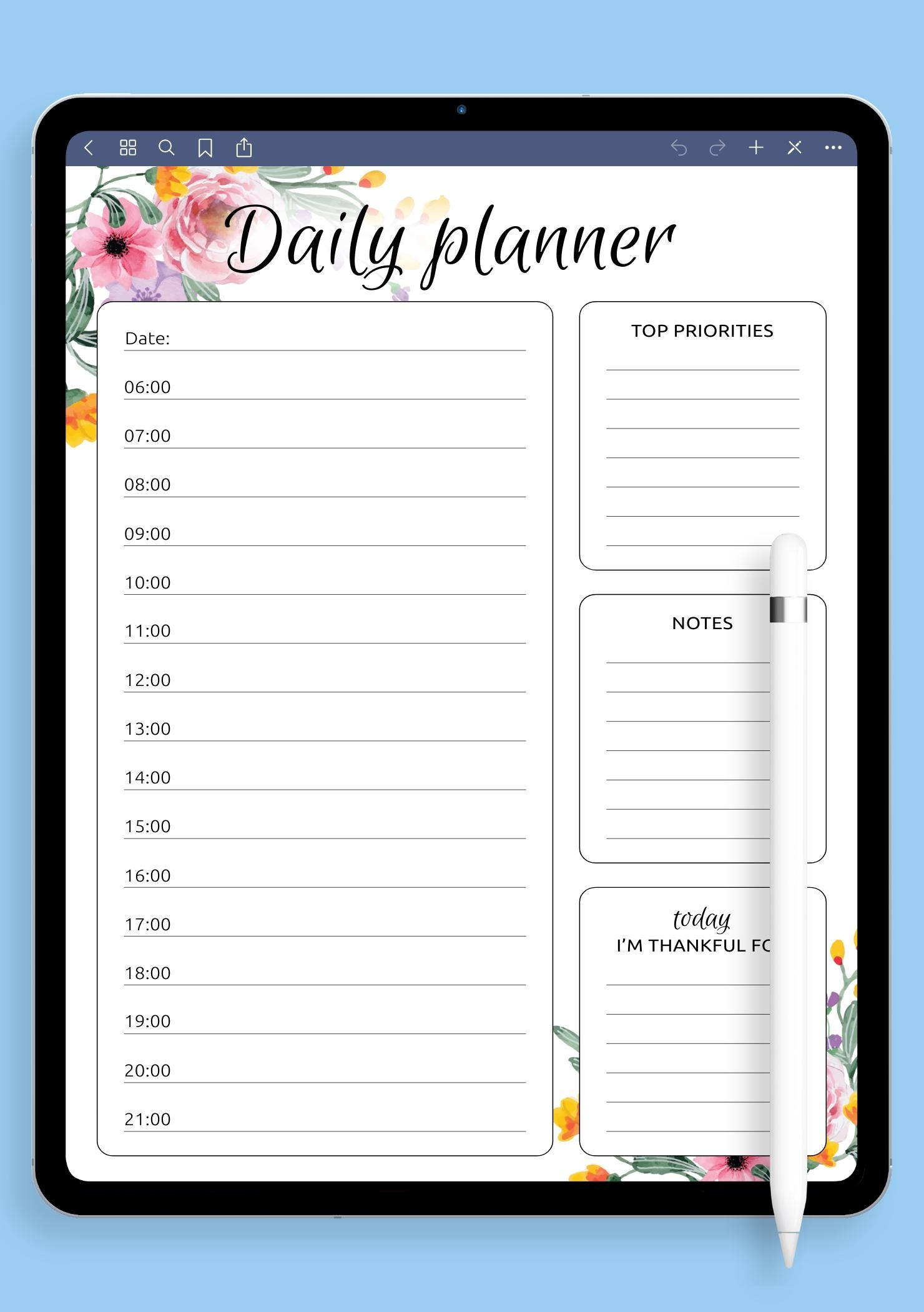 sample hourly planning template