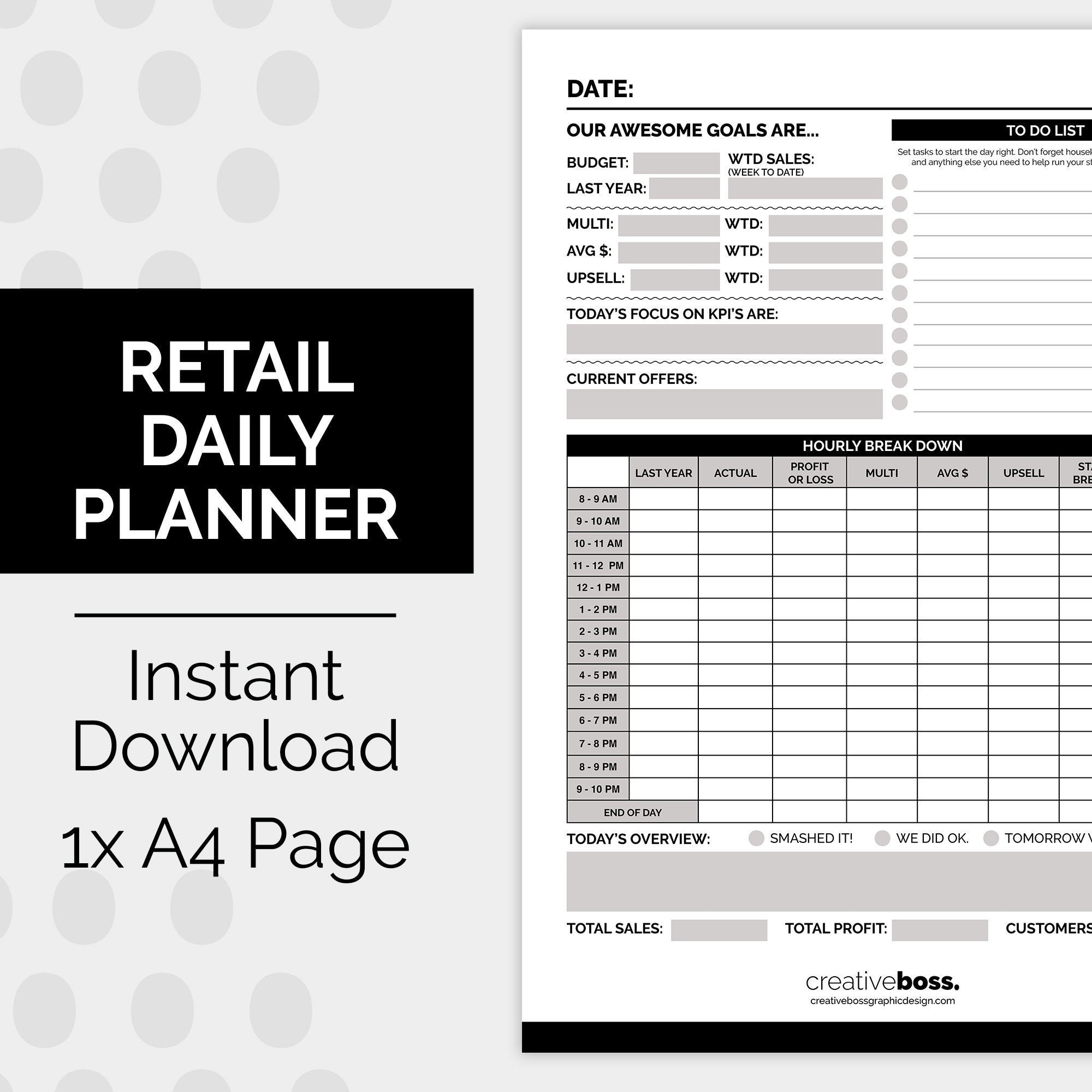 sample sales planner template