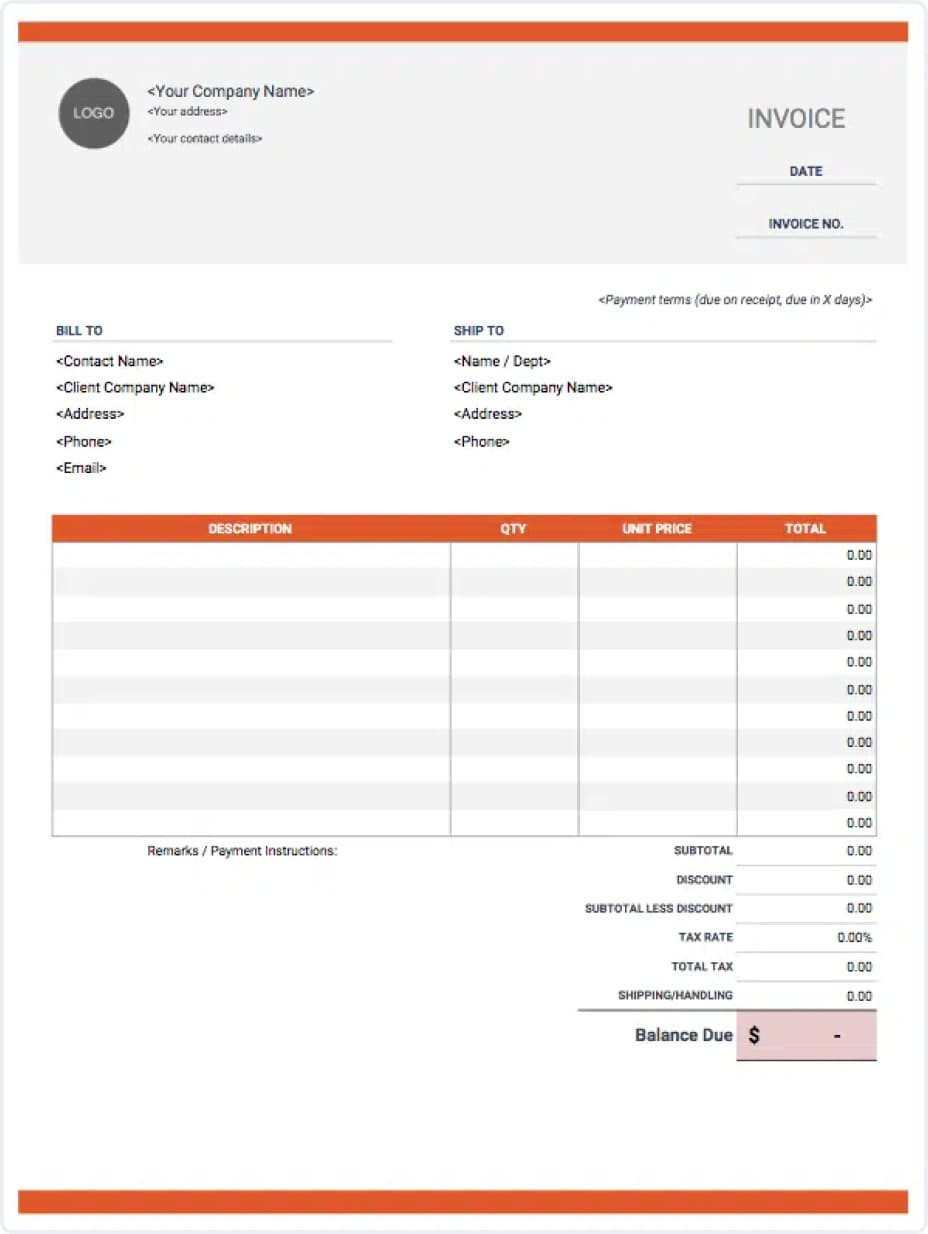 sample customized invoice template