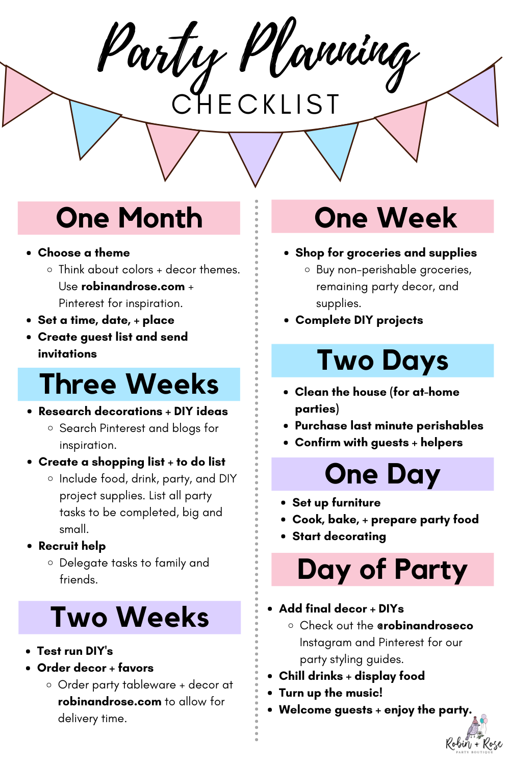 sample party planning template