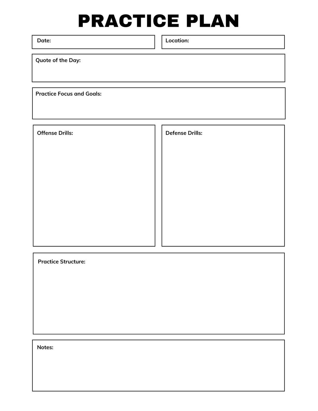 sample soccer practice planner template