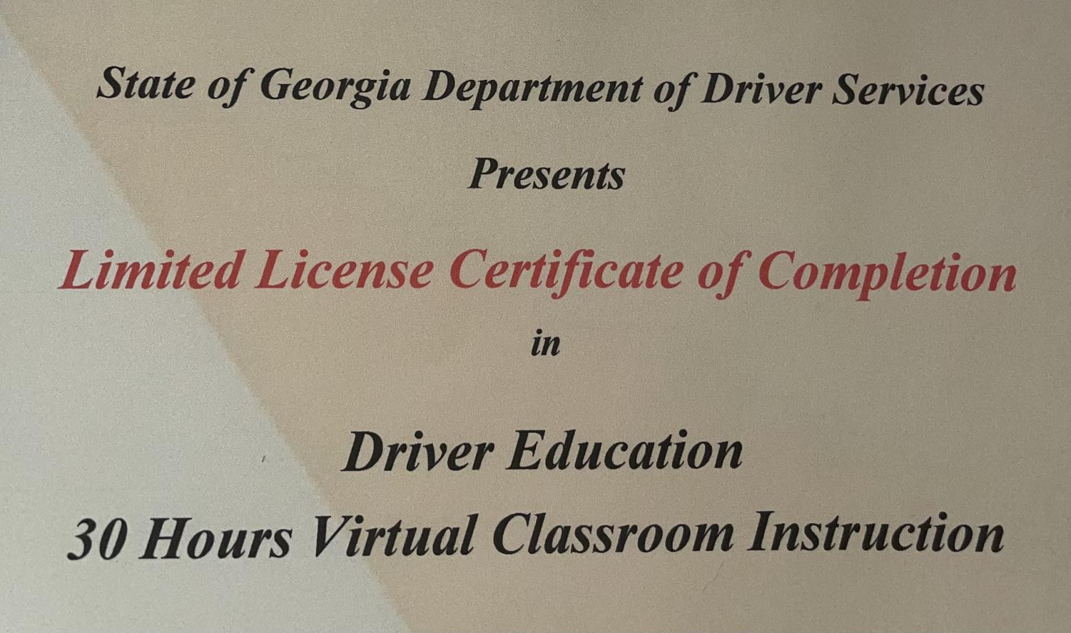 sample driver education completion certificate template