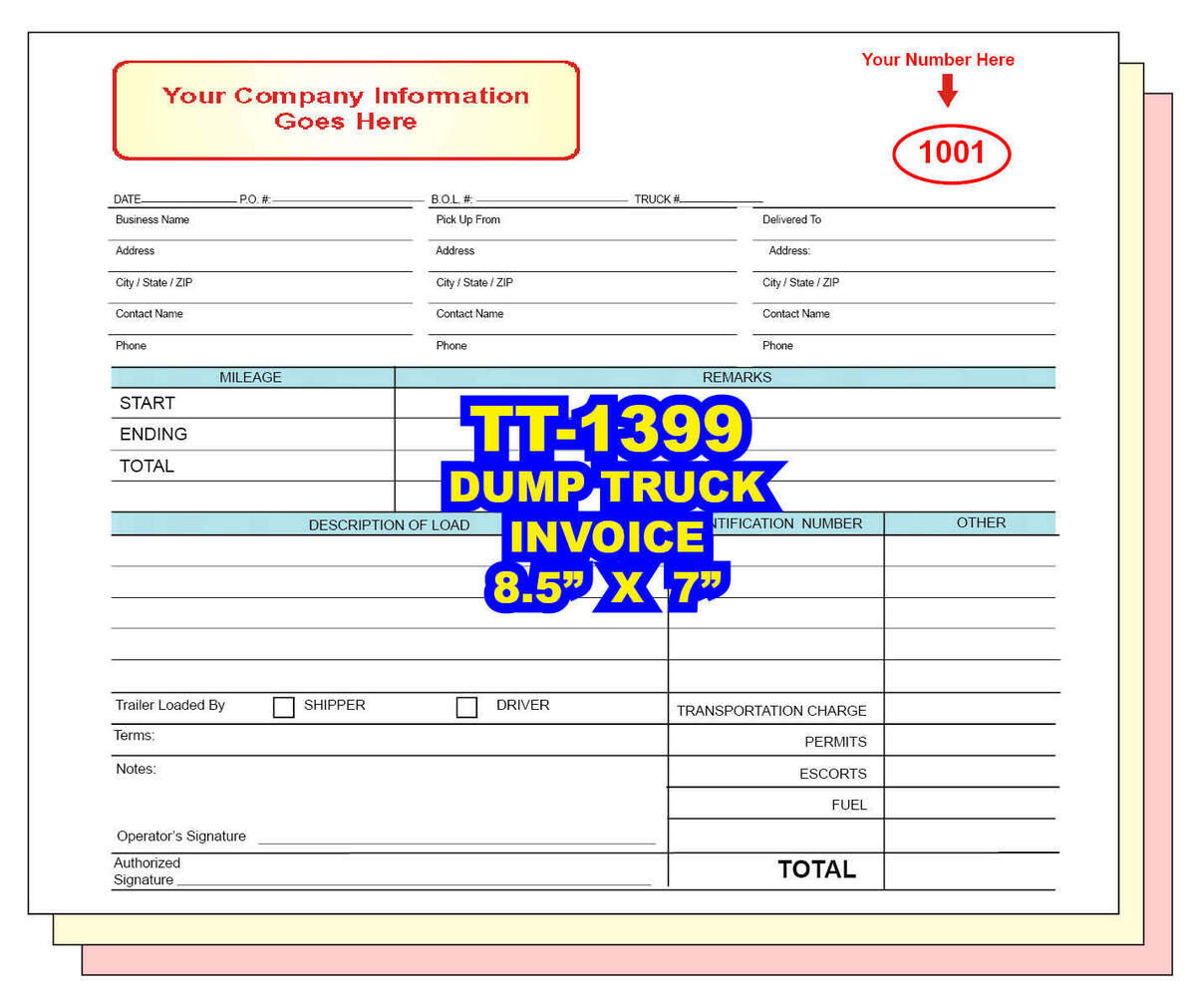 Printable Dump Truck Invoice Template