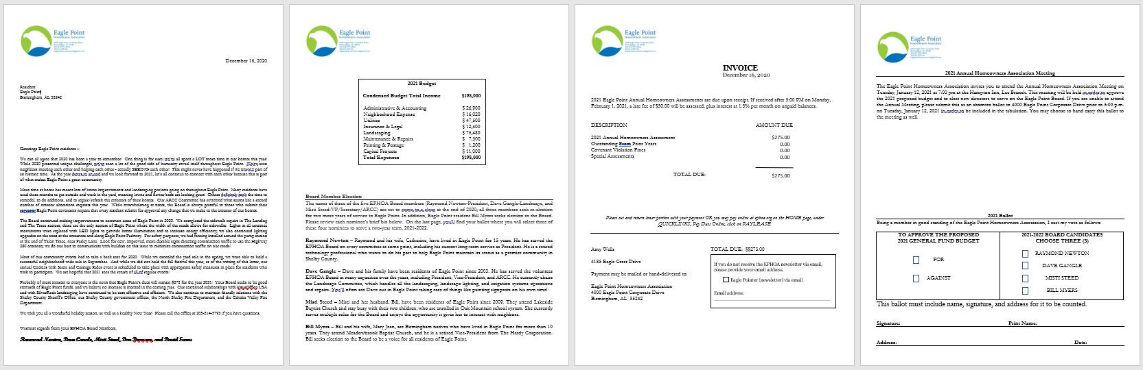 sample homeowners association dues invoice template