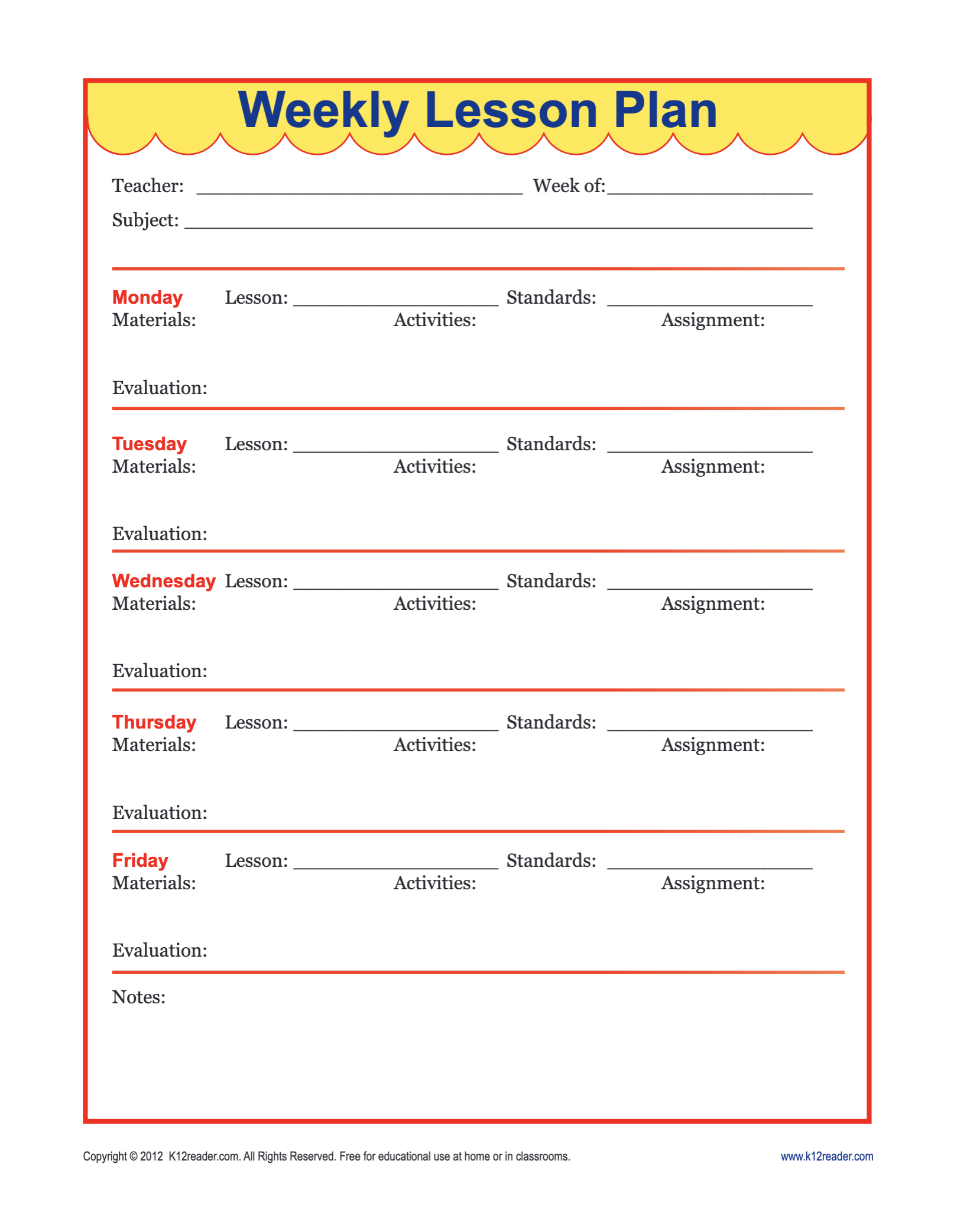 sample lesson planning for teachers template