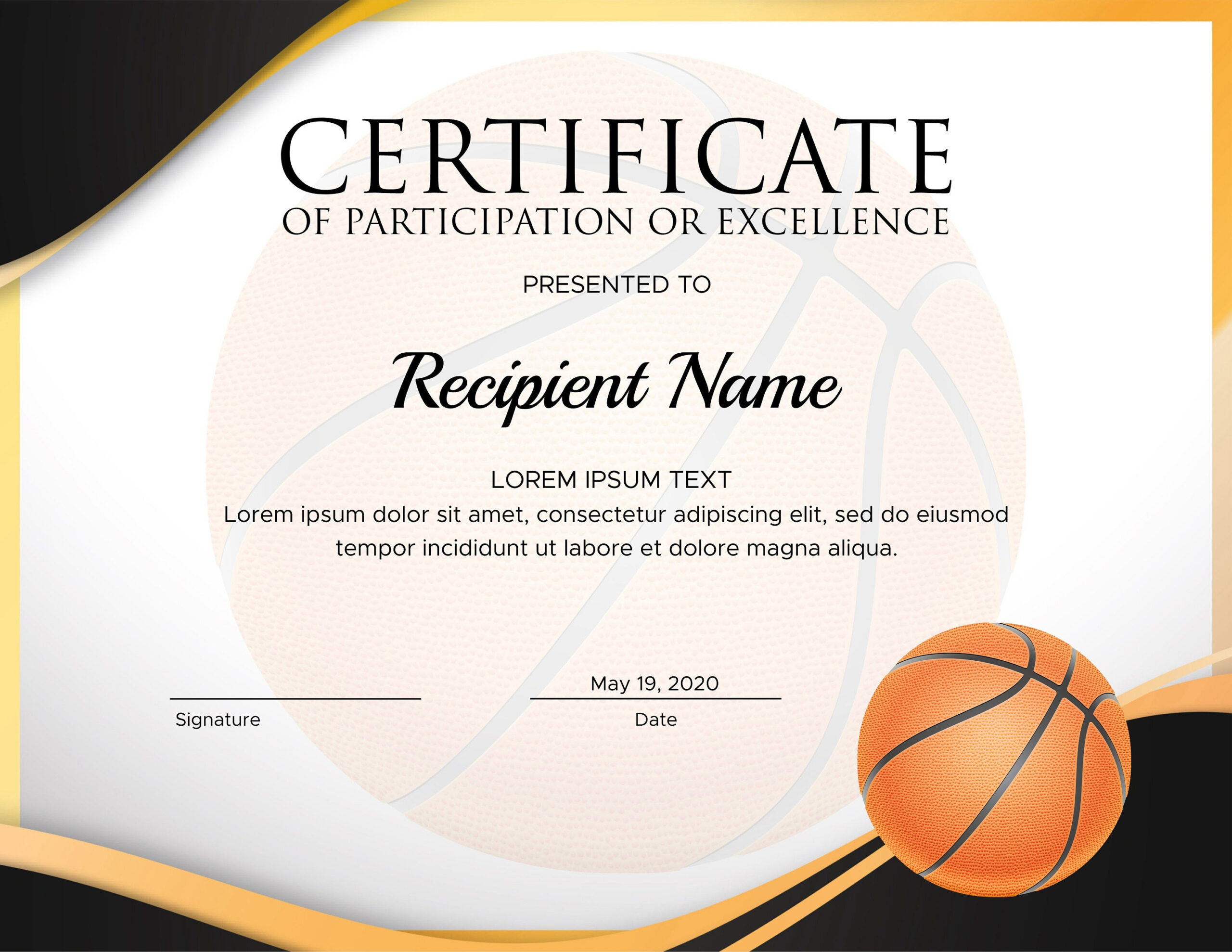 sample basketball award certificate template