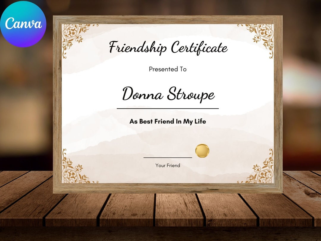 sample best friend award certificate template