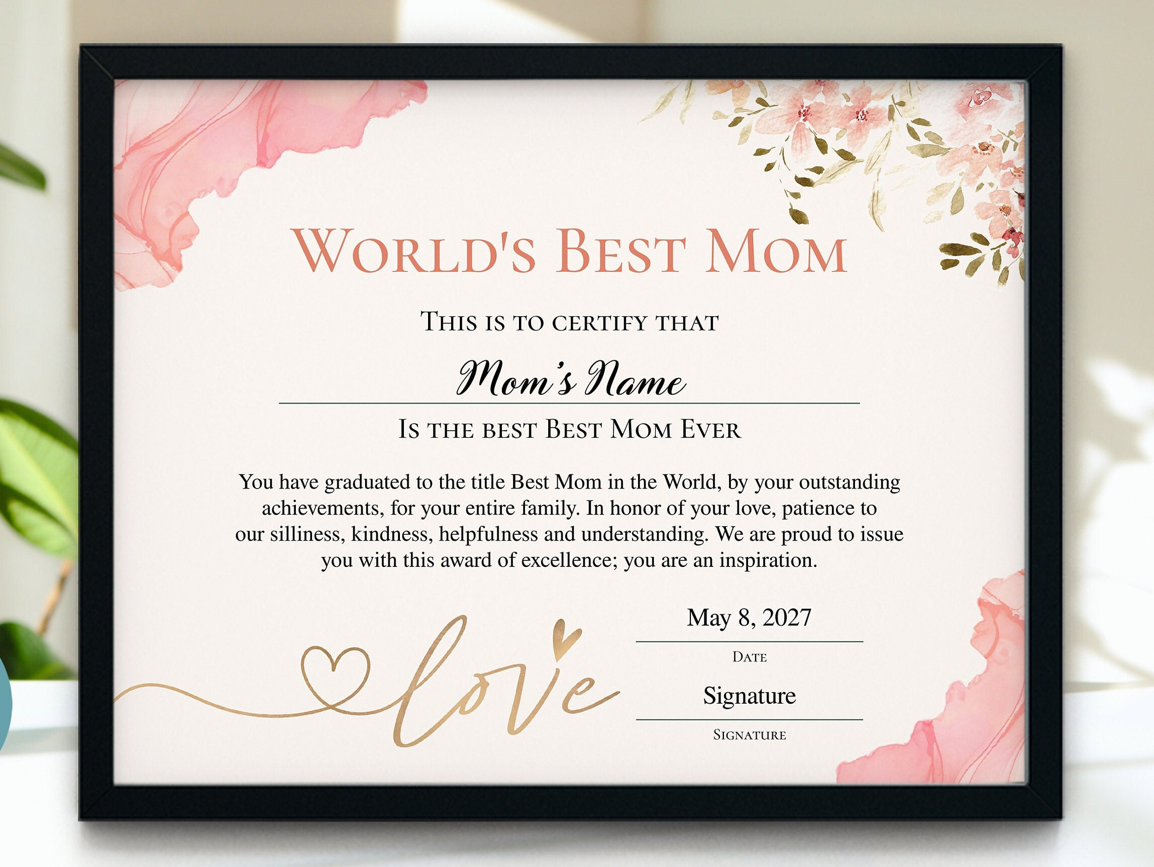 sample best mother award certificate template