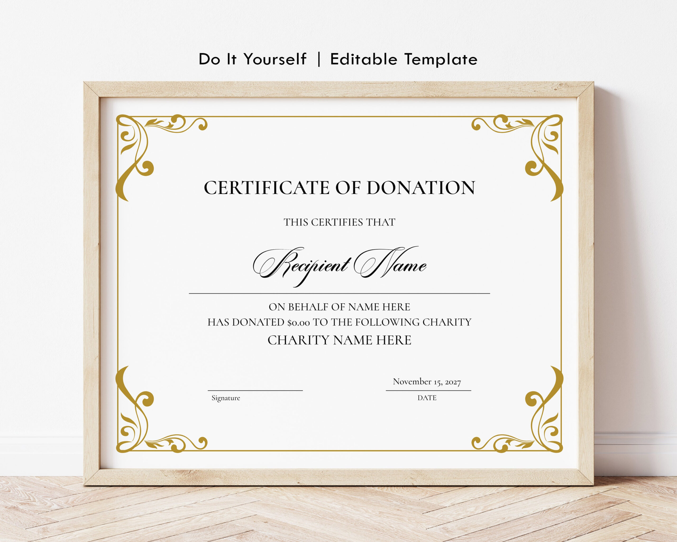 sample Donation Certificate template