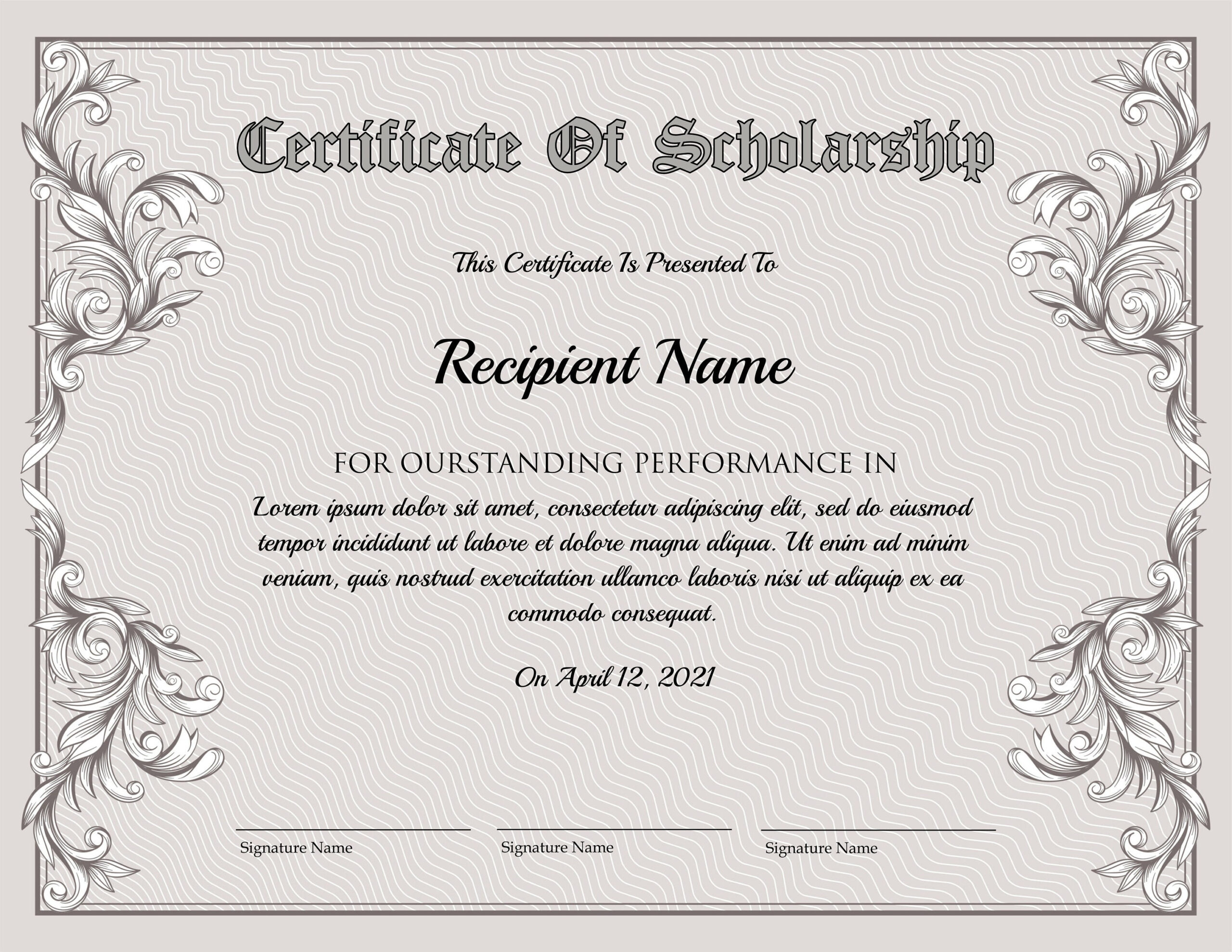 sample scholarship award certificate template