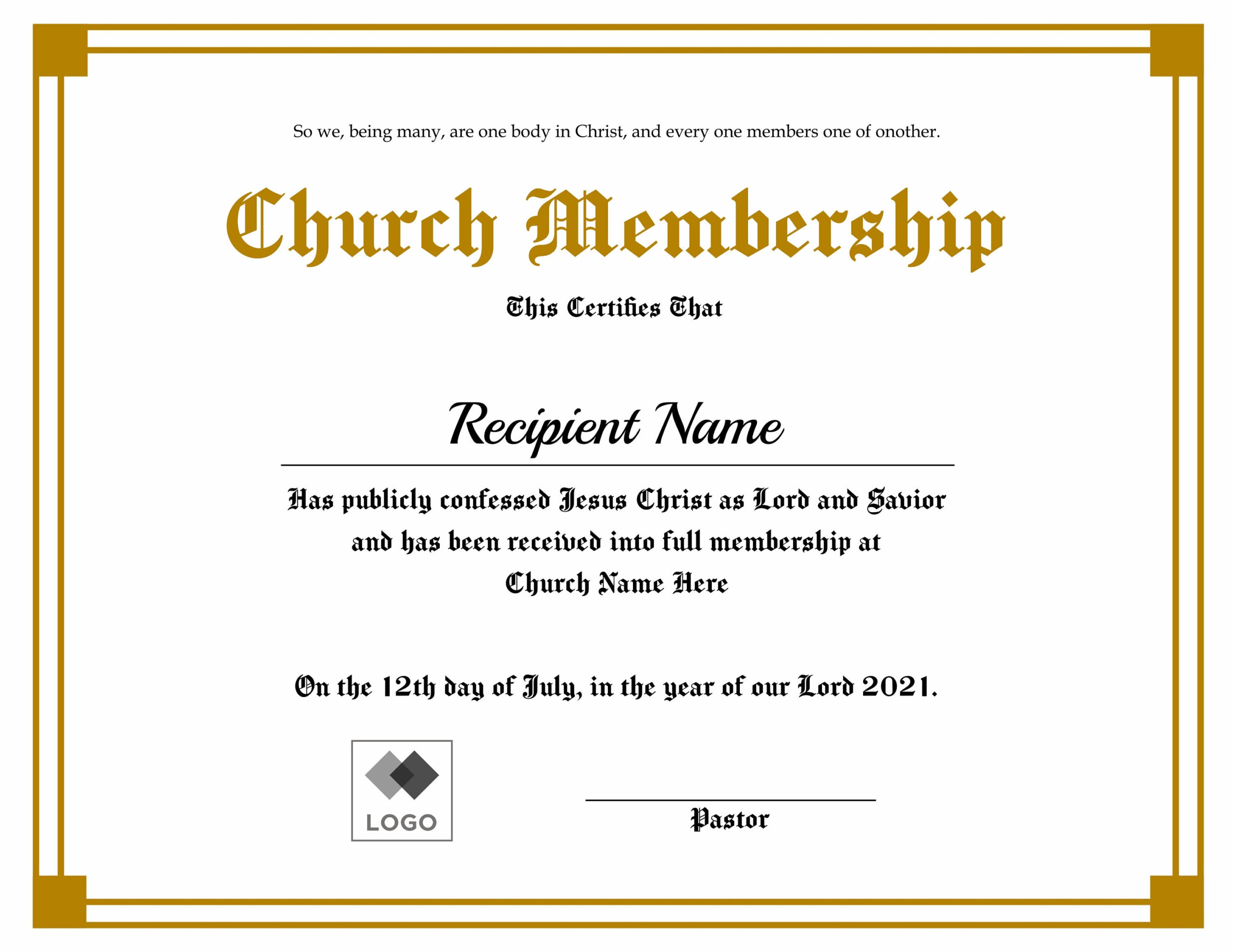 sample Membership Certificate template