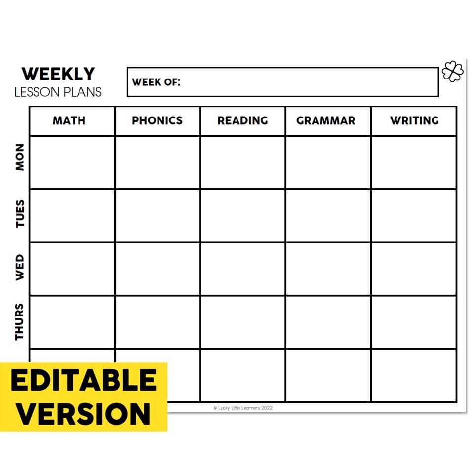 sample lesson planner template