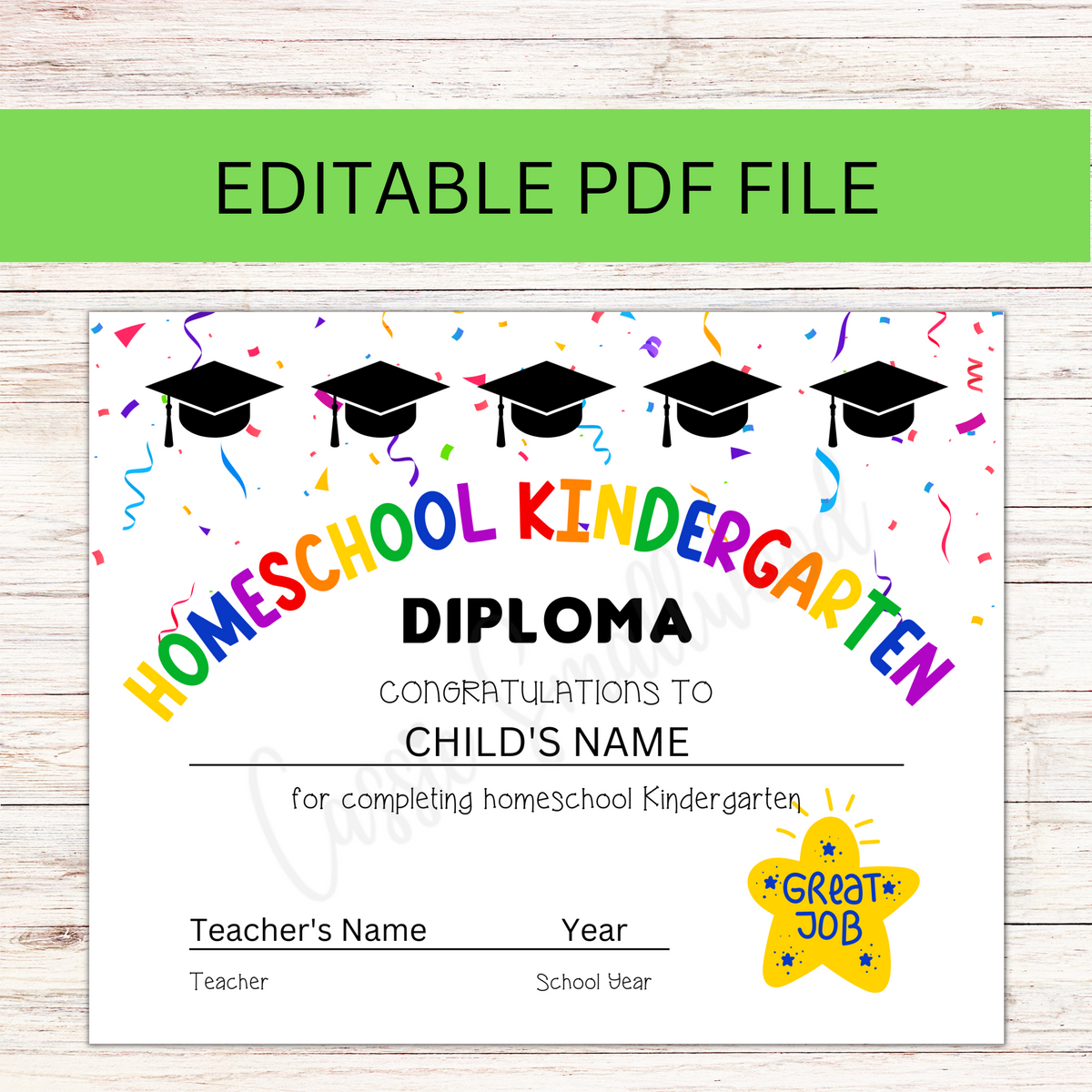 sample Kindergarten Graduation Certificate template