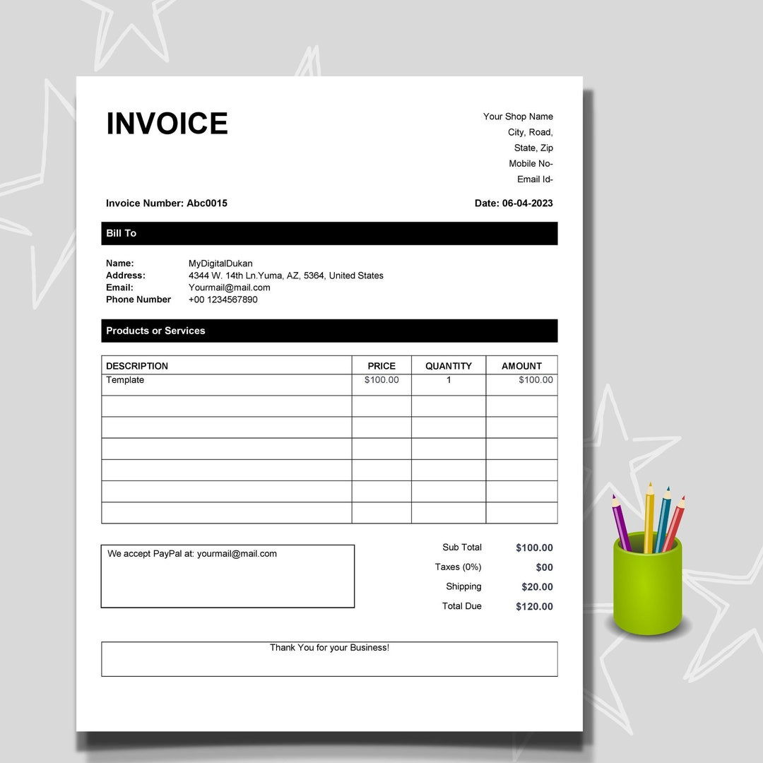 sample blank invoice template