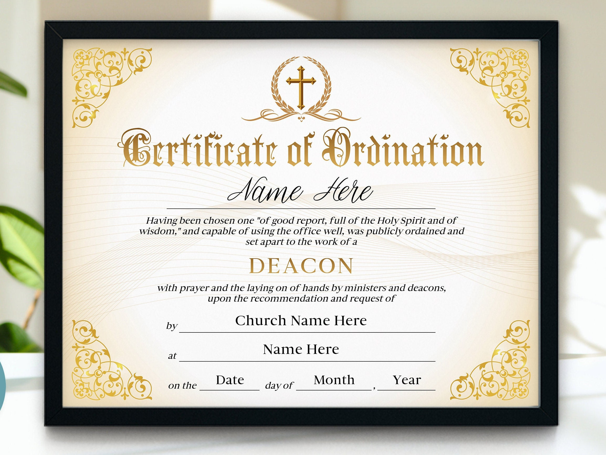 sample ordained certificate template