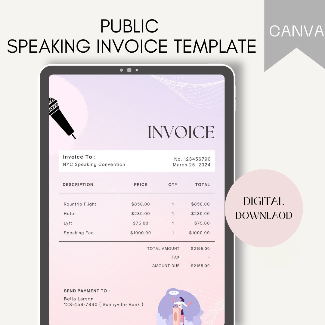 sample speaker invoice template