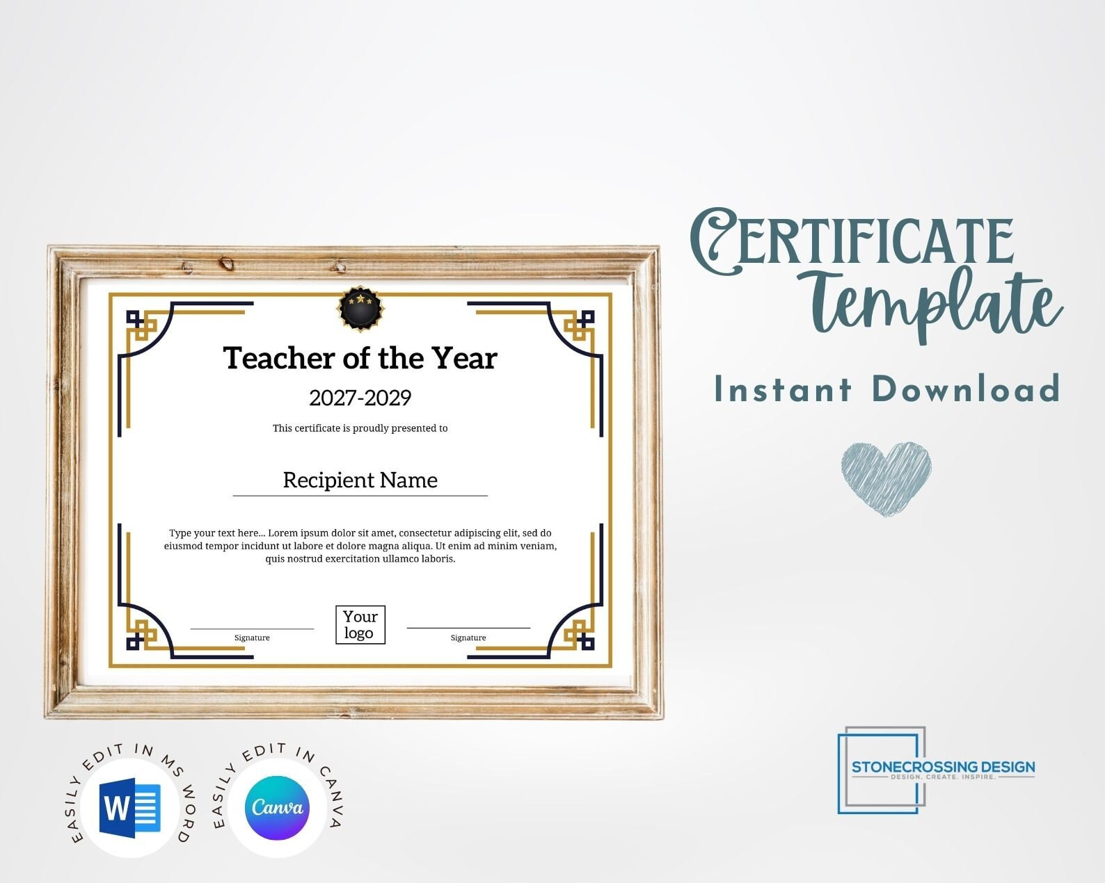 sample teacher of the year award certificate template