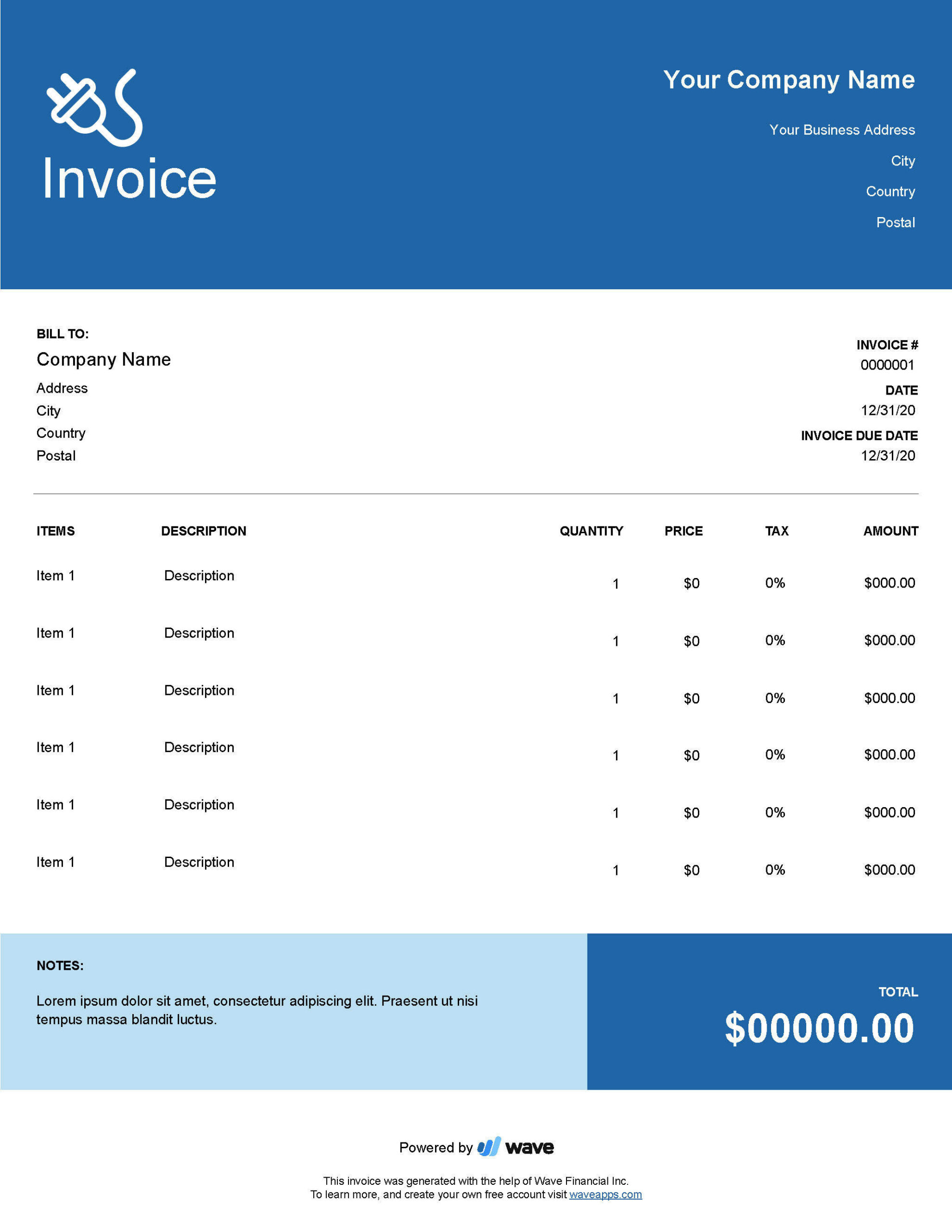 sample electrical invoice template