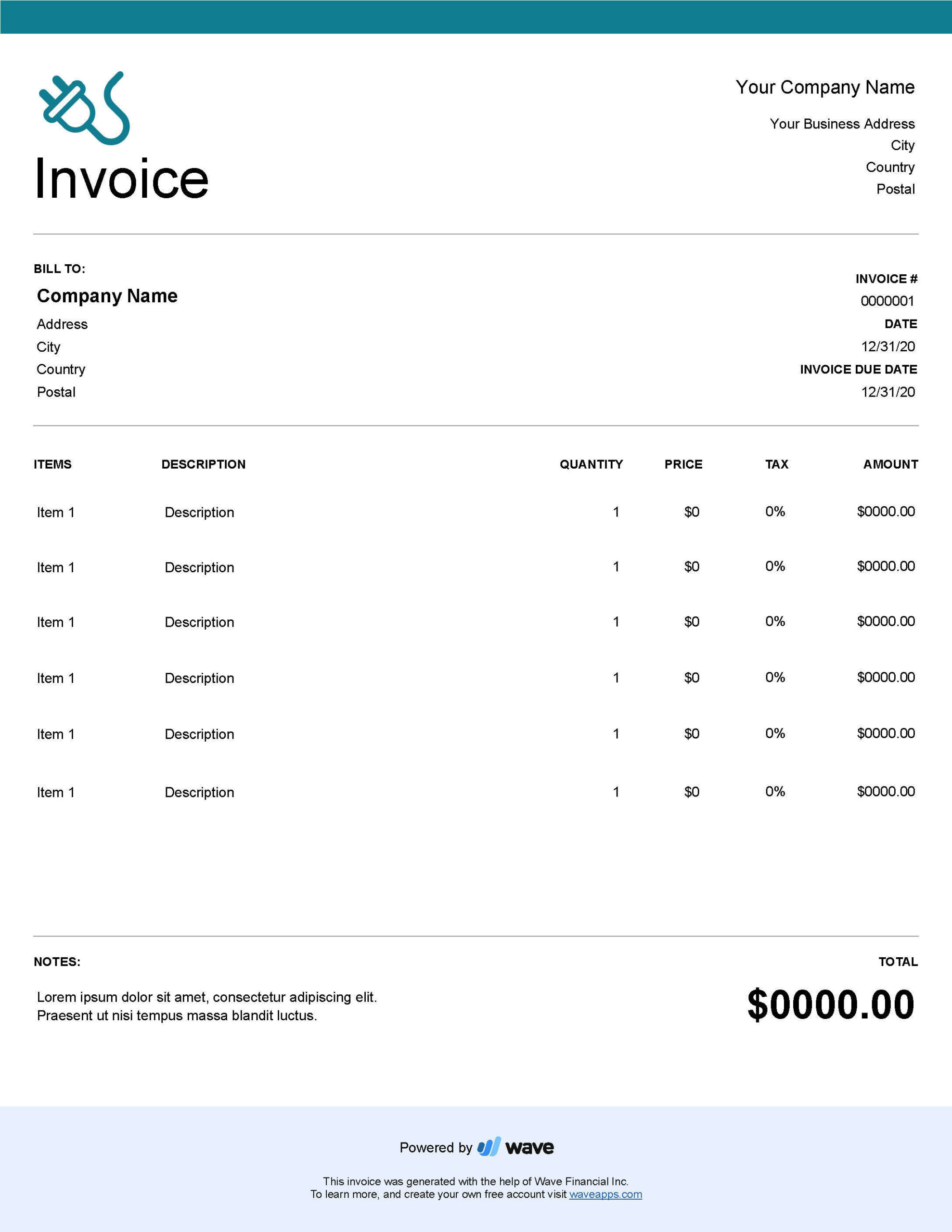 sample electricity invoice template