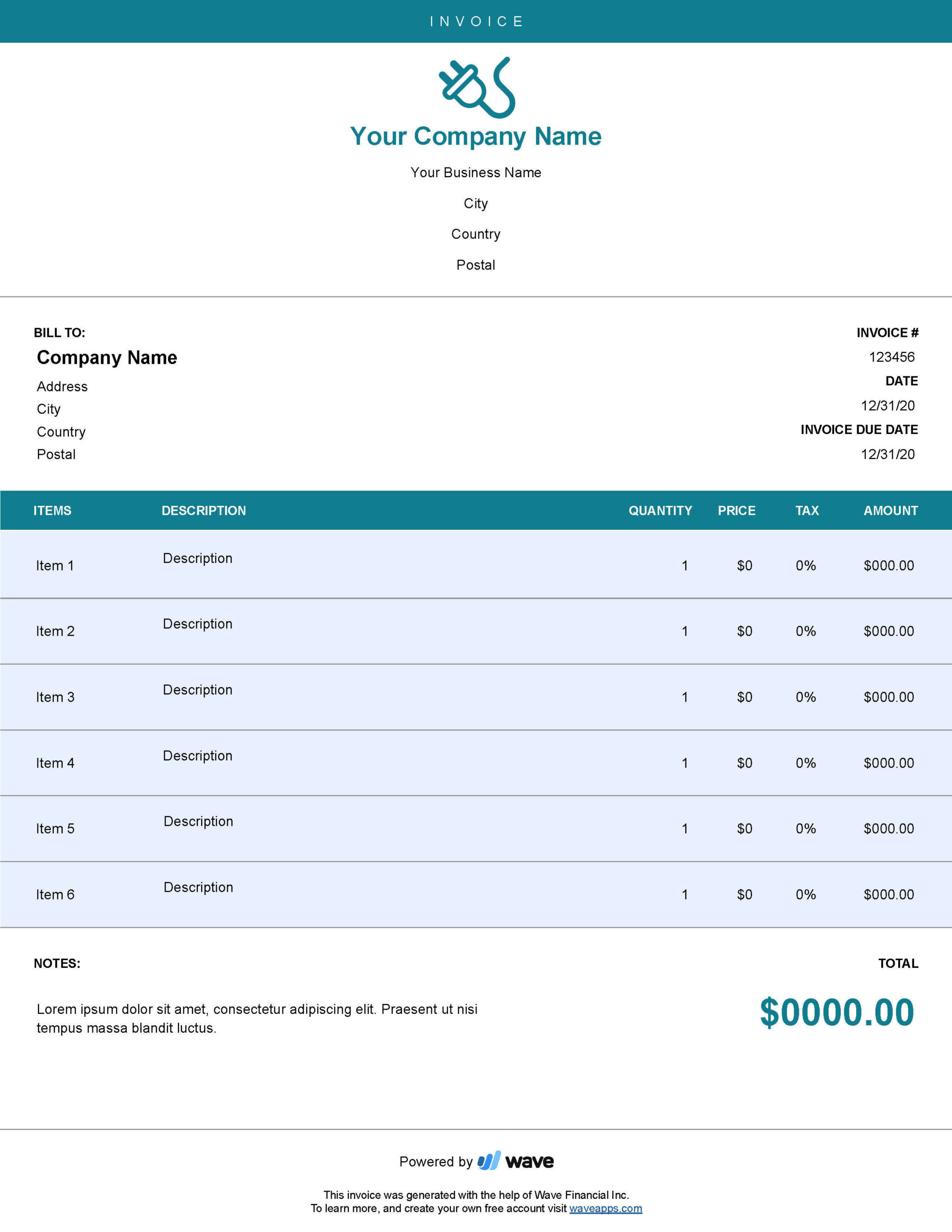 sample electrical invoice template