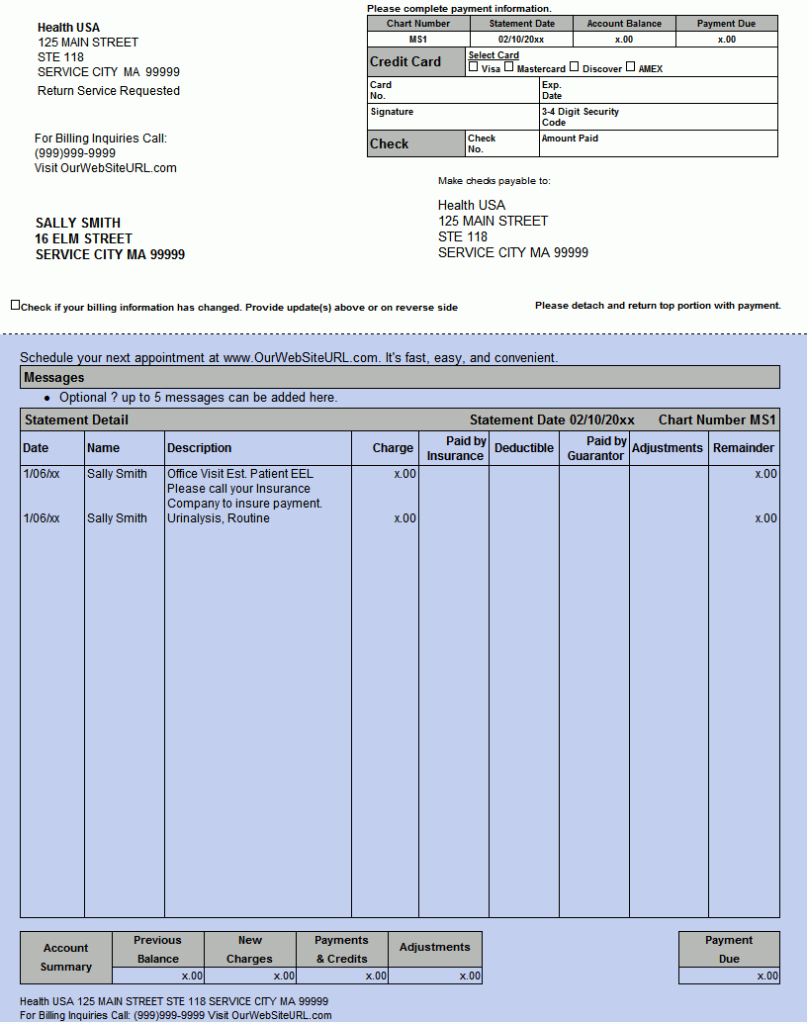 sample medical billing statement template