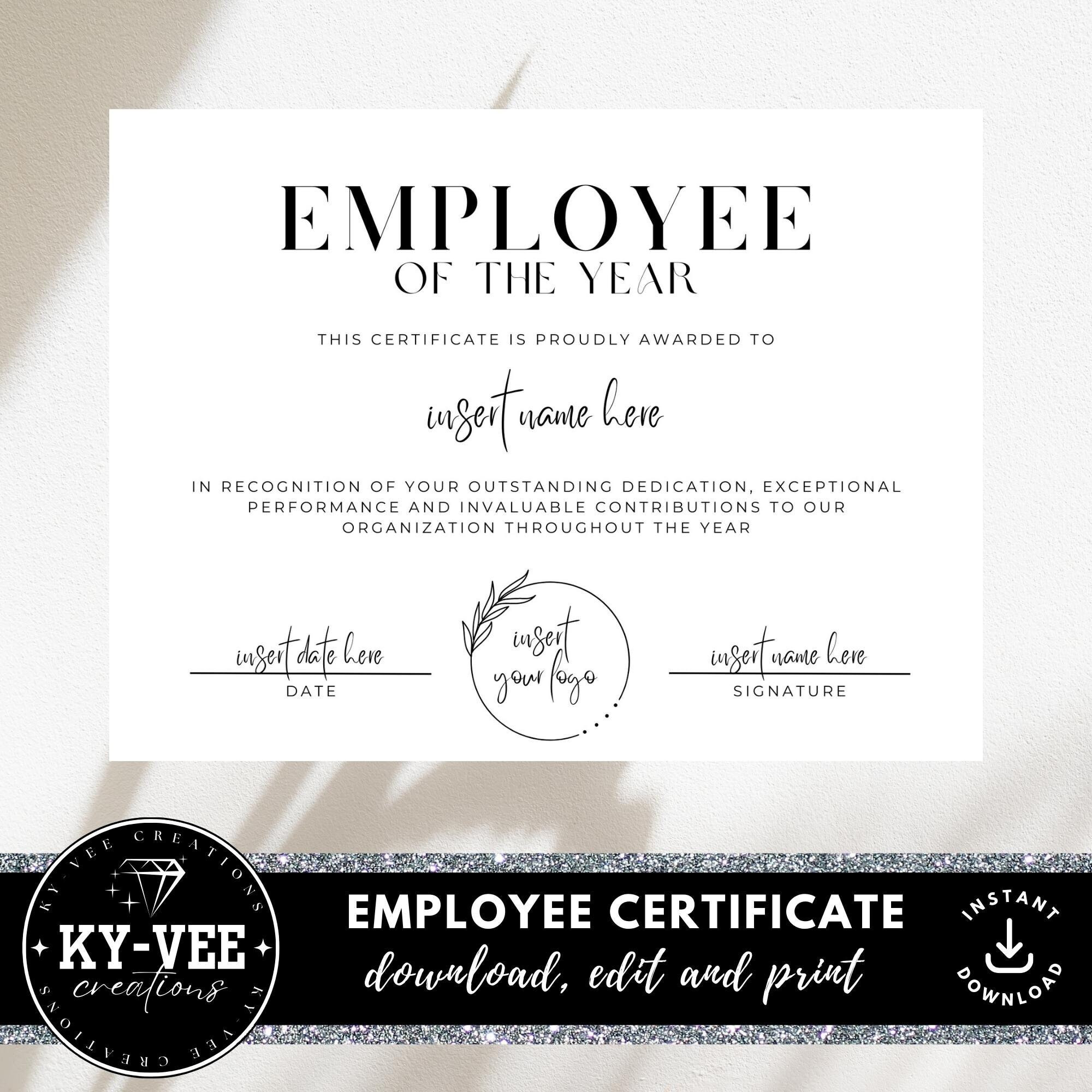 sample Employee of The Year Certificate template