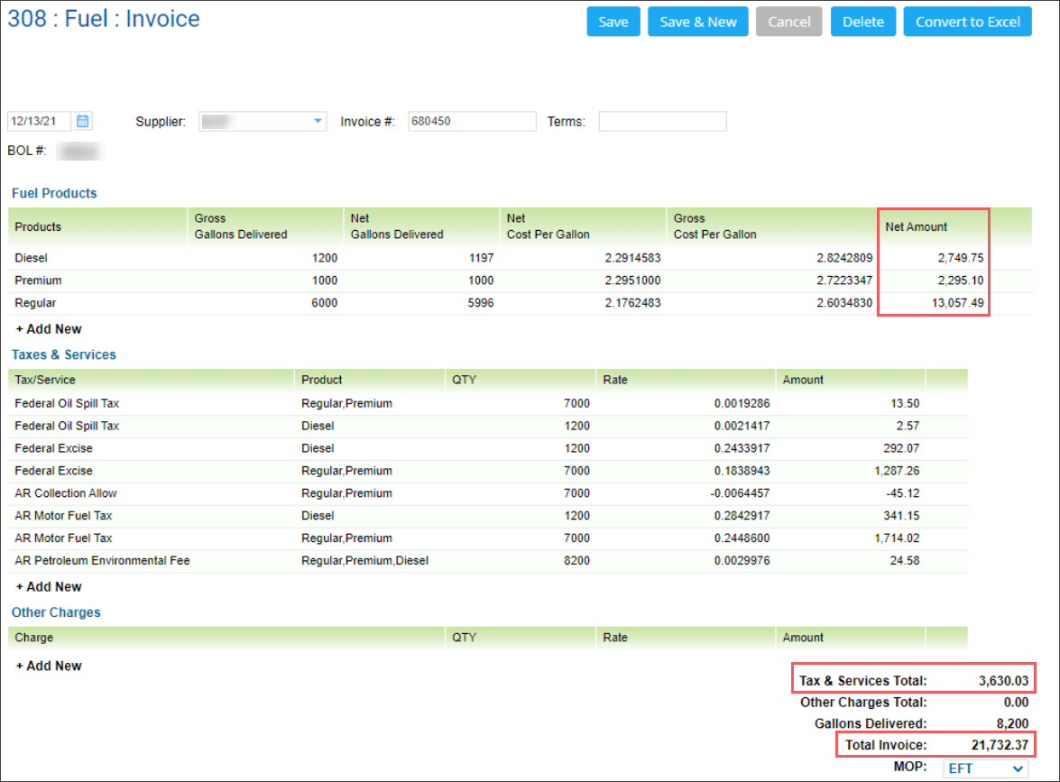 sample fuel invoice template