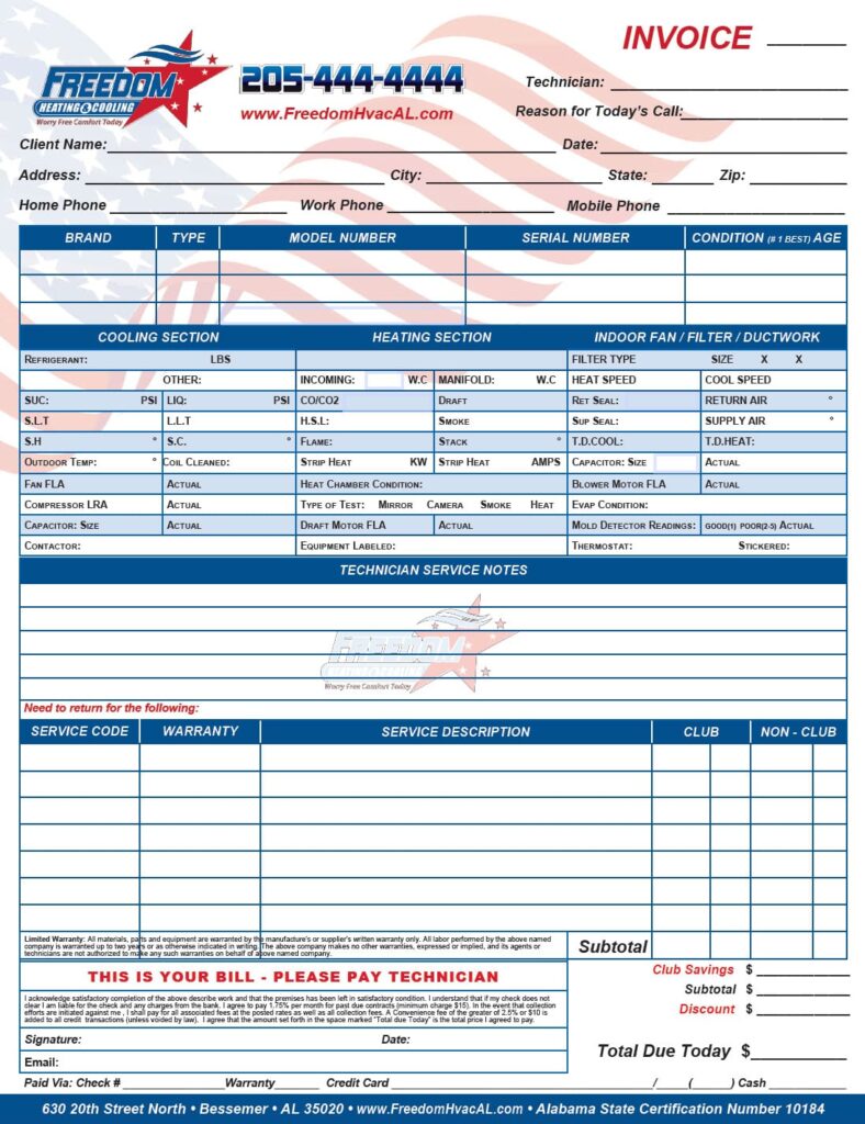 HVAC Price List Template