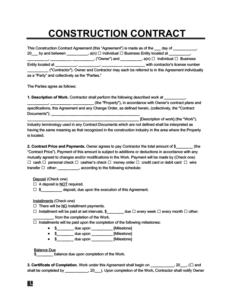 example of construction contract template