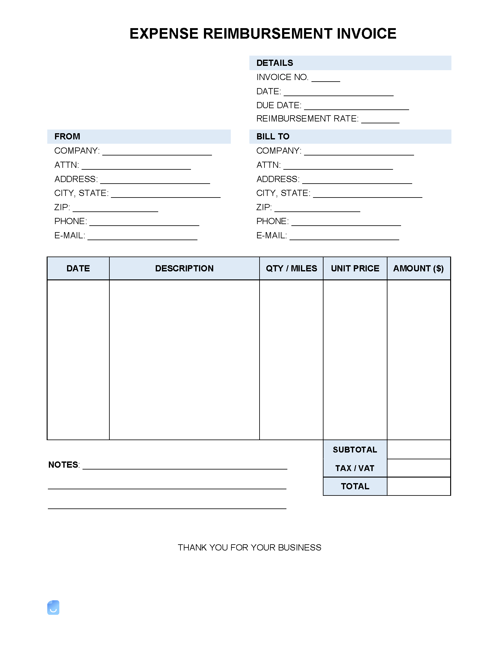 sample mileage invoice template