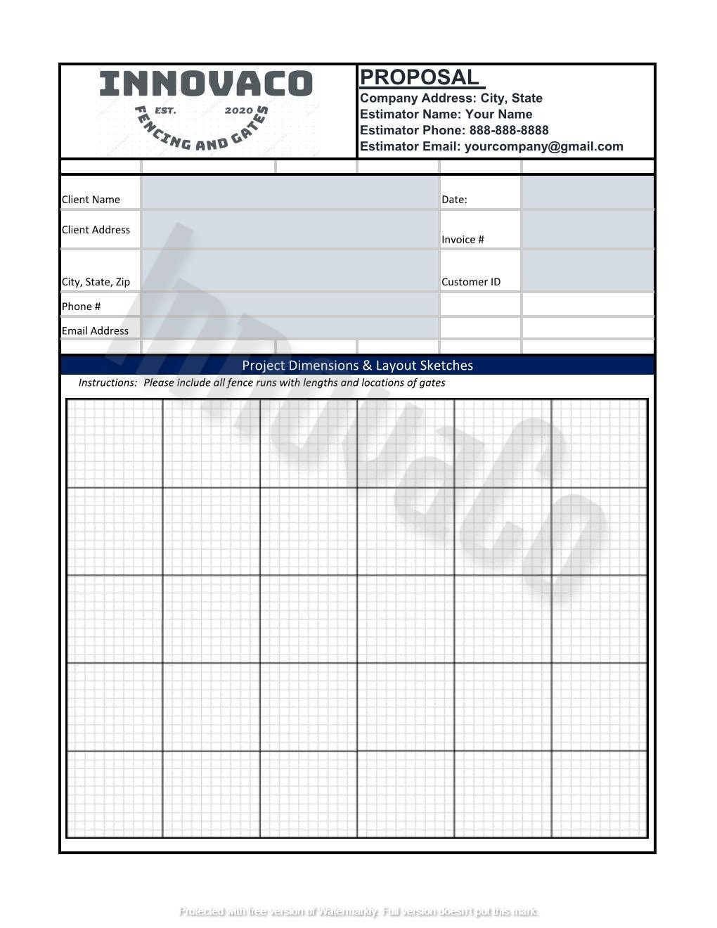 sample fence estimate template