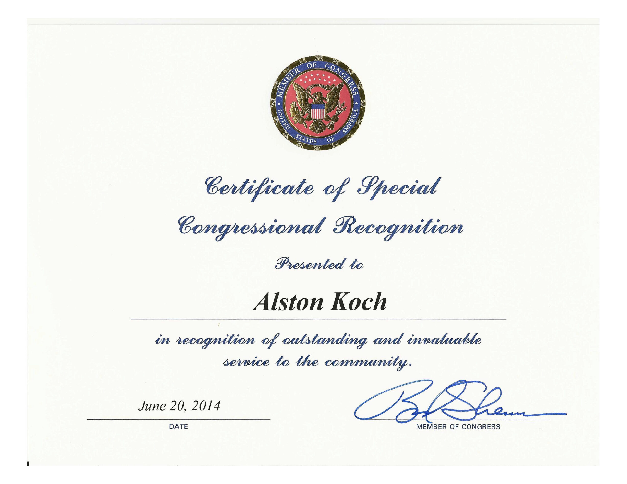 sample congressional recognition certificate template