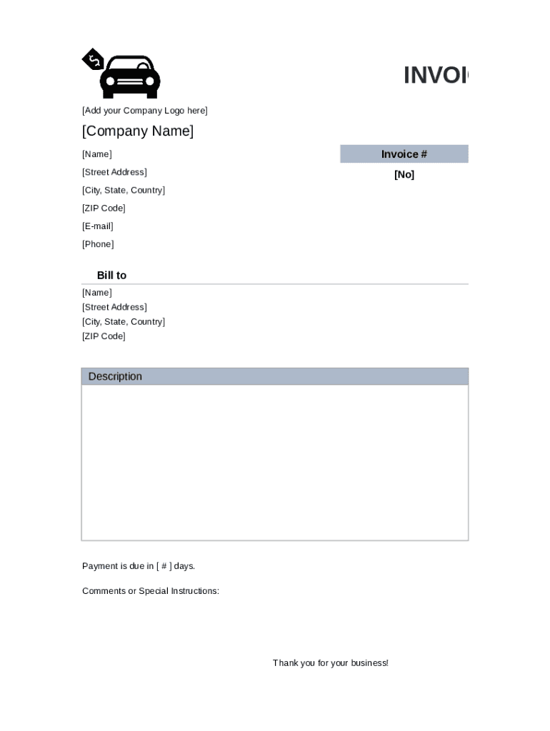 sample car invoice template