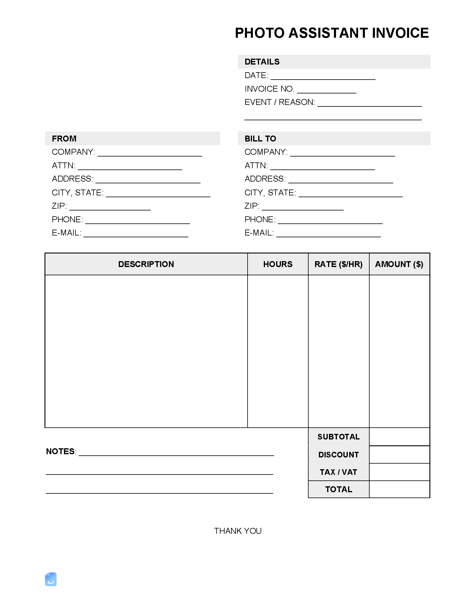 sample production assistant invoice template