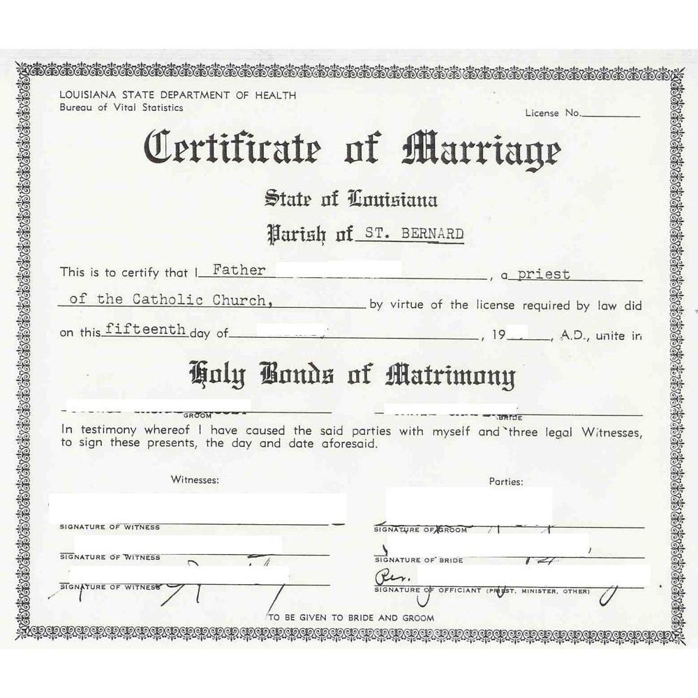 sample marriage certificate template